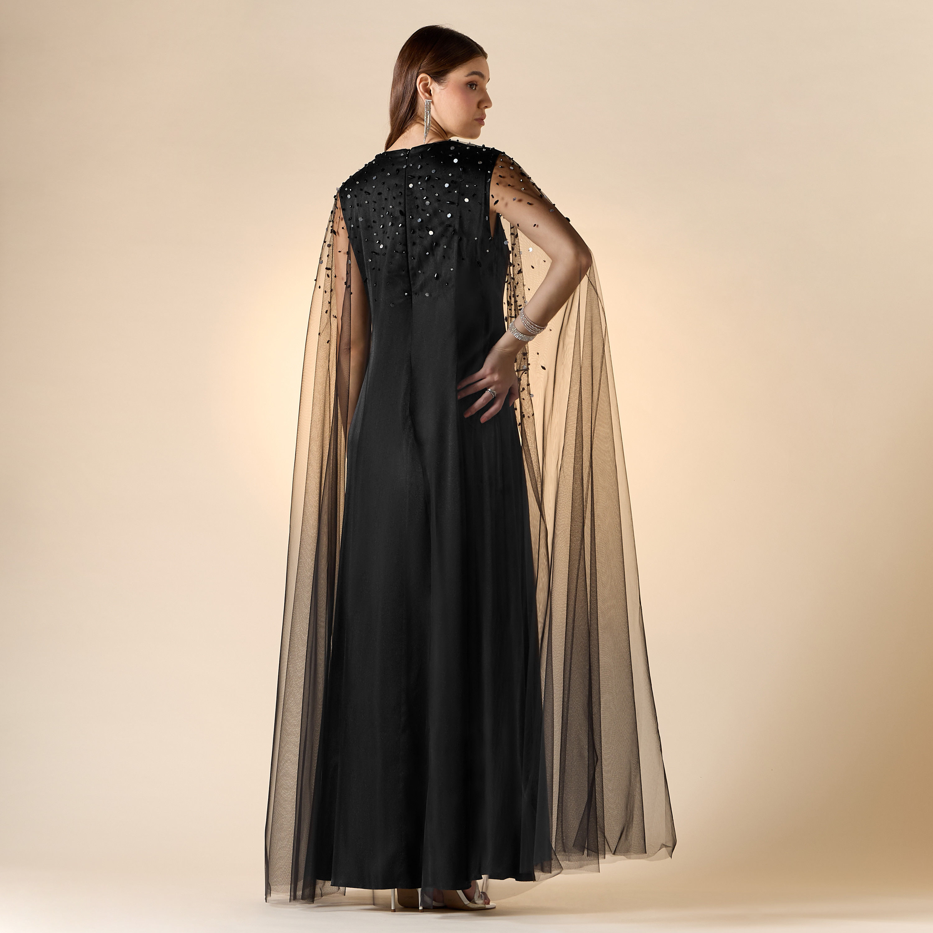 Aara Embellished Maxi Dress with Cape-women-clothing-dresses-image-3