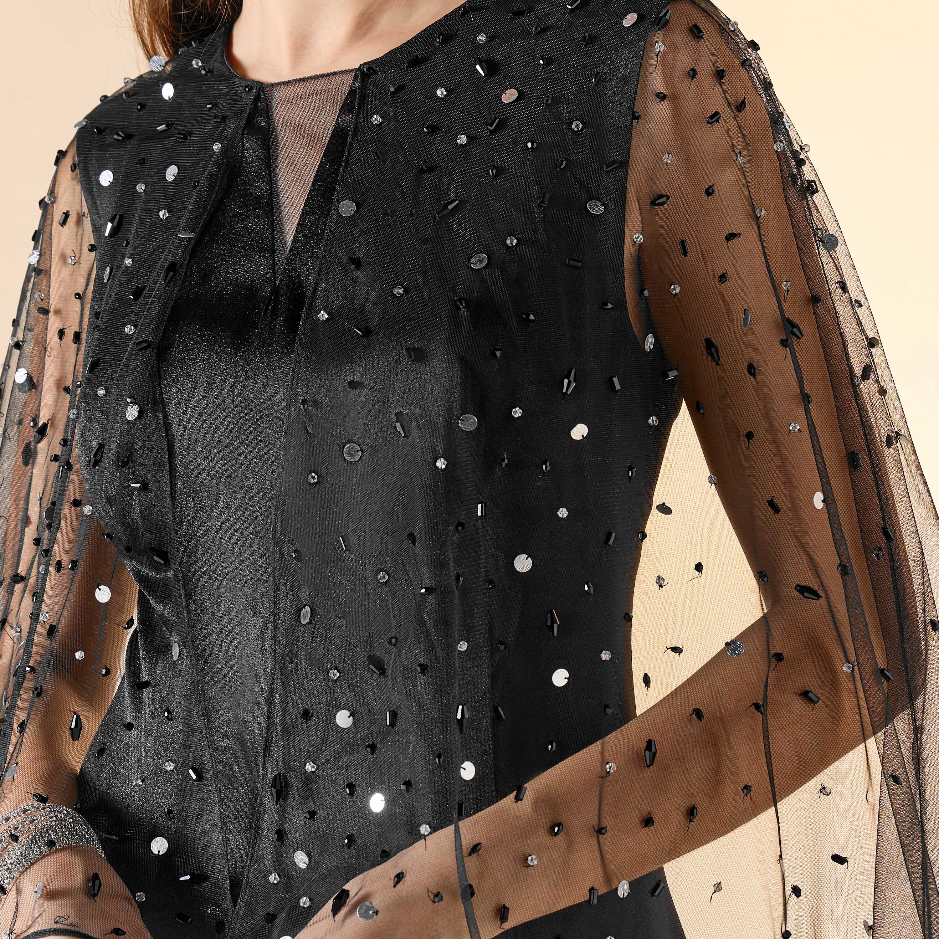 Aara Embellished Maxi Dress with Cape-women-clothing-dresses-image-5
