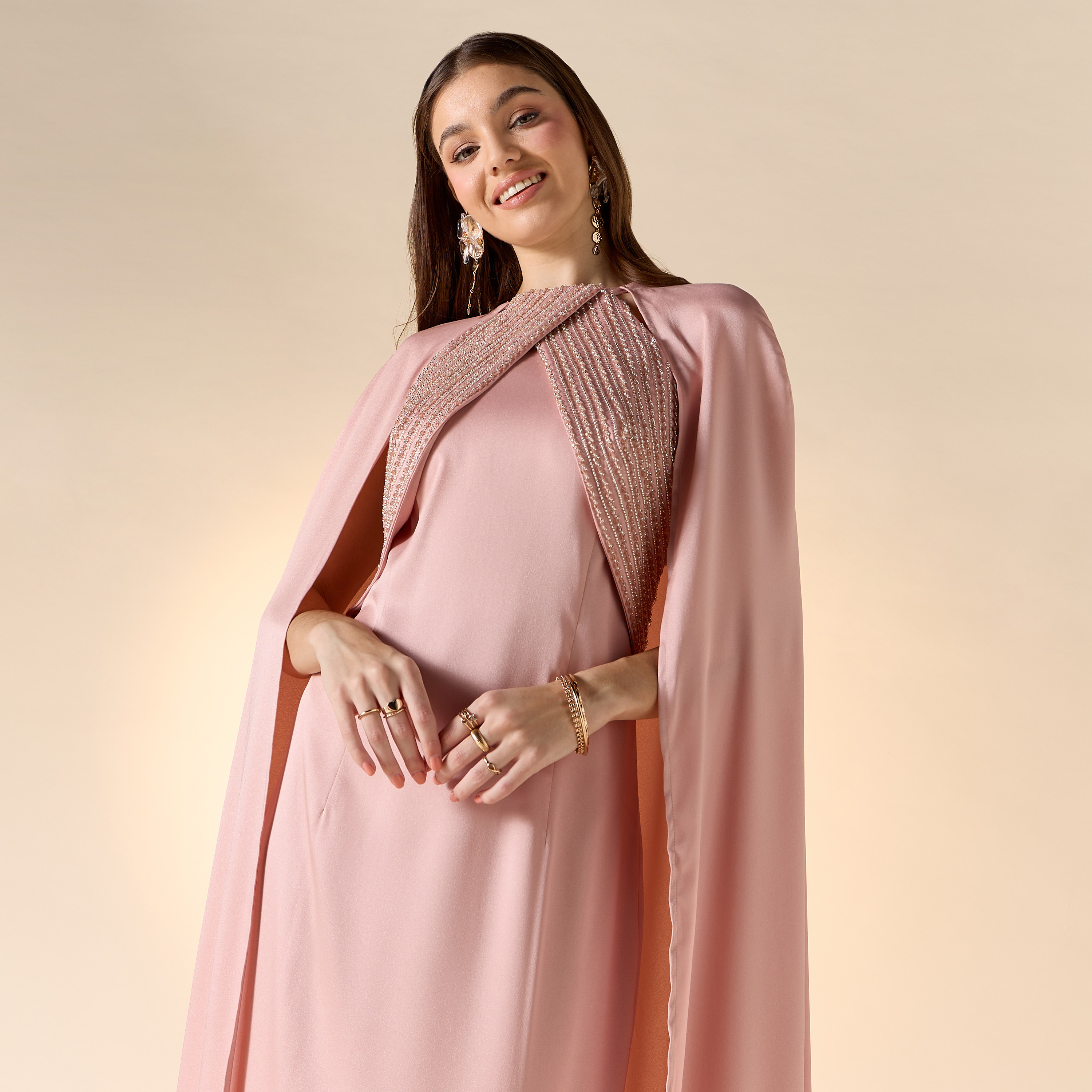 Aara Embellished Maxi Dress with Cape-women-clothing-dresses-image-4