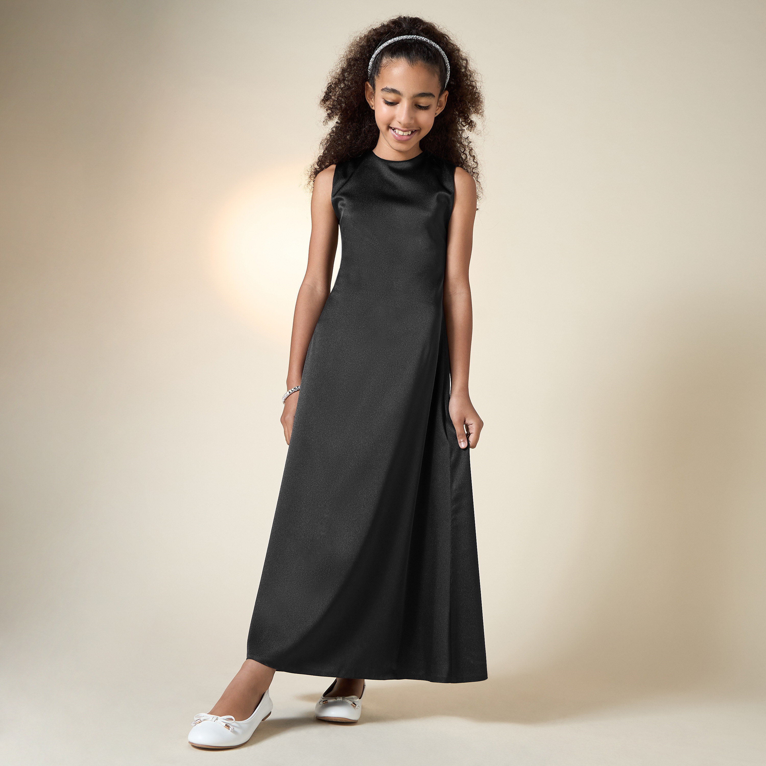 فستان بياقة مستديرة وكاب مزين بالترتر من آرا-girls-clothing-dressesandjumpsuits-image-5