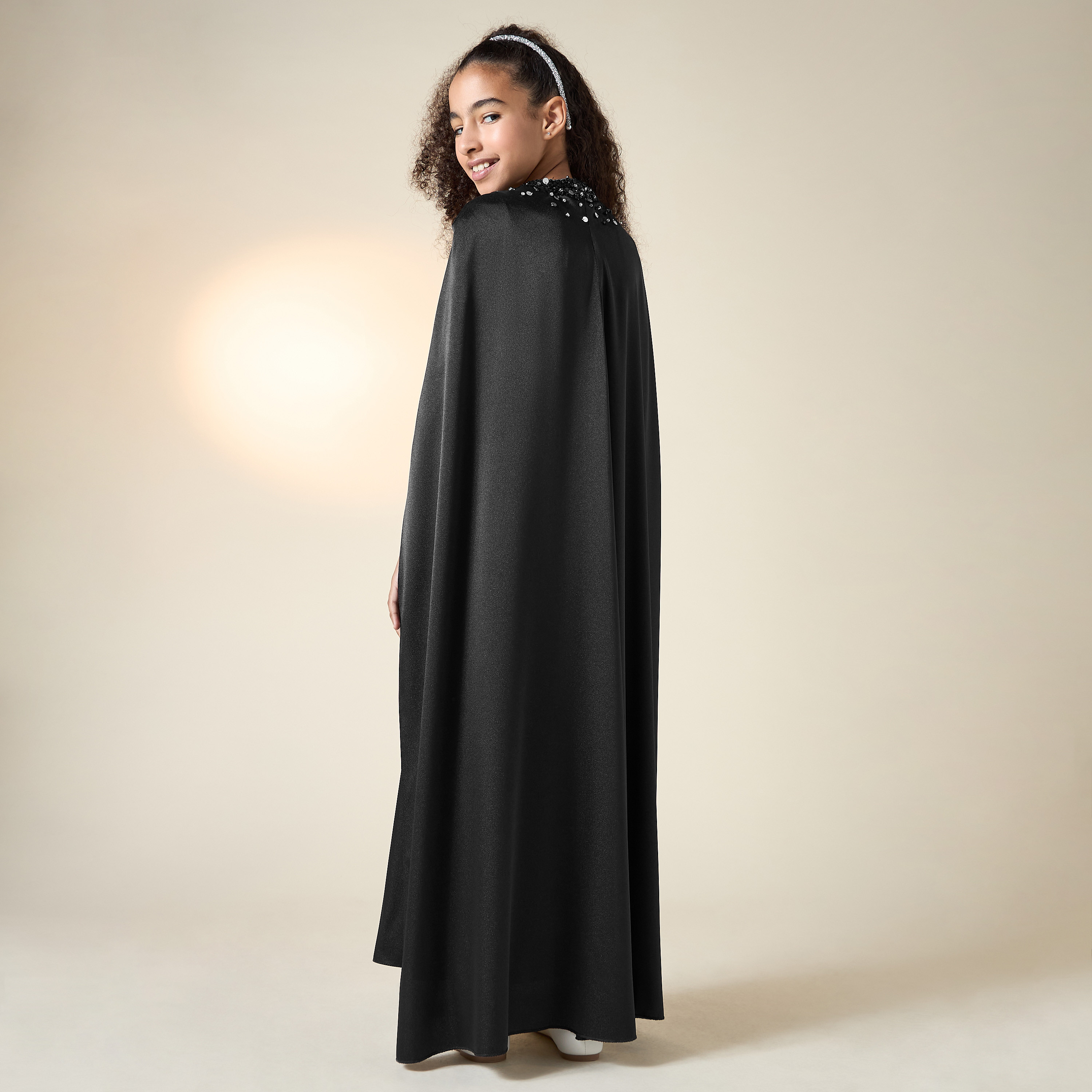 فستان بياقة مستديرة وكاب مزين بالترتر من آرا-girls-clothing-dressesandjumpsuits-image-4