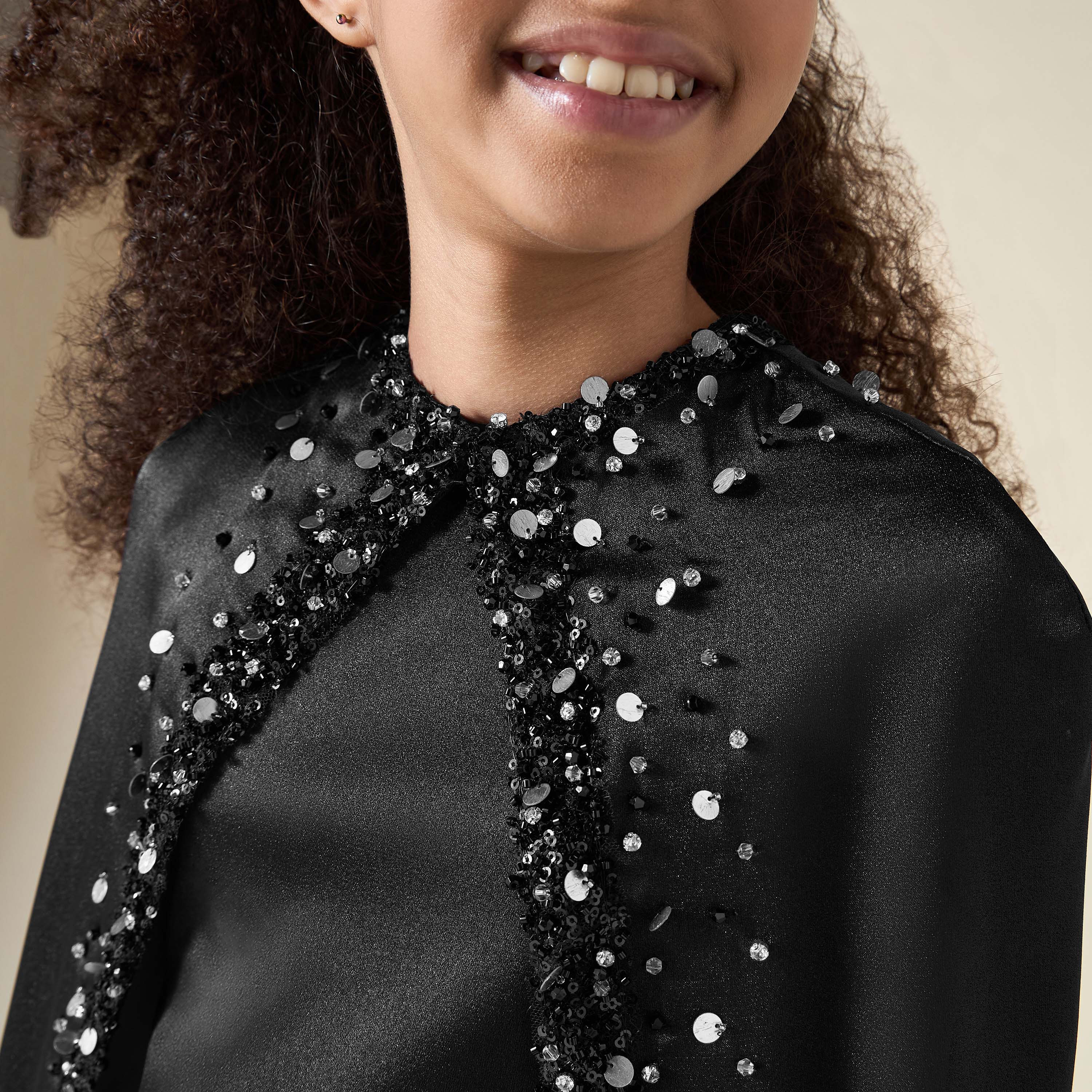 فستان بياقة مستديرة وكاب مزين بالترتر من آرا-girls-clothing-dressesandjumpsuits-image-3