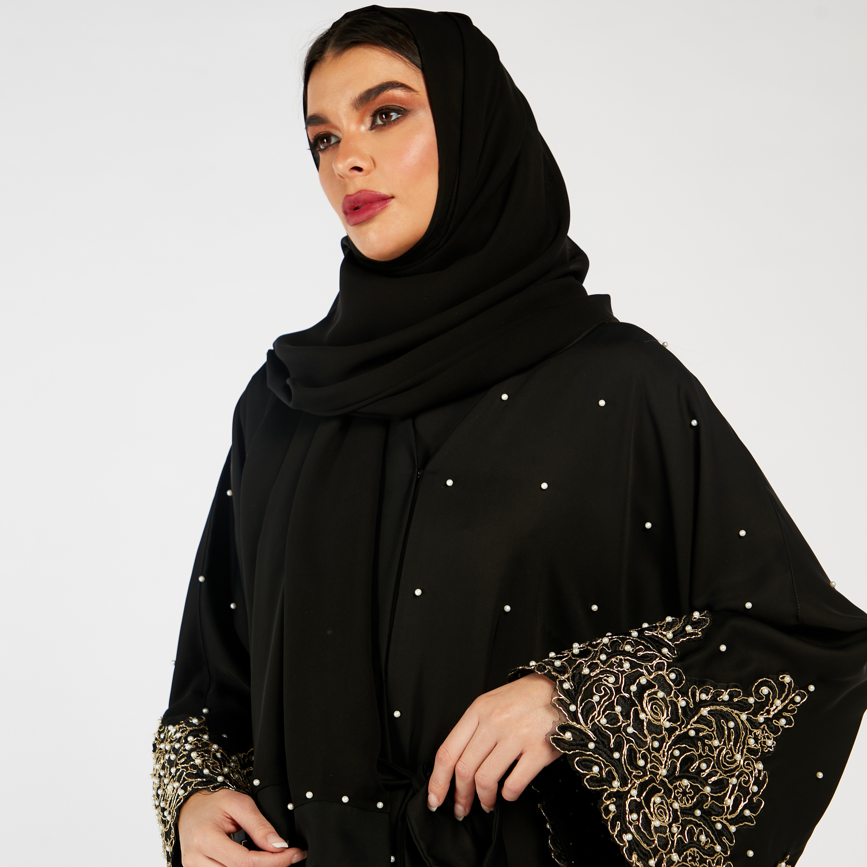 Nukhbaa Embellished Abaya and Hijab Set-women-arabicclothing-abayas-image-2