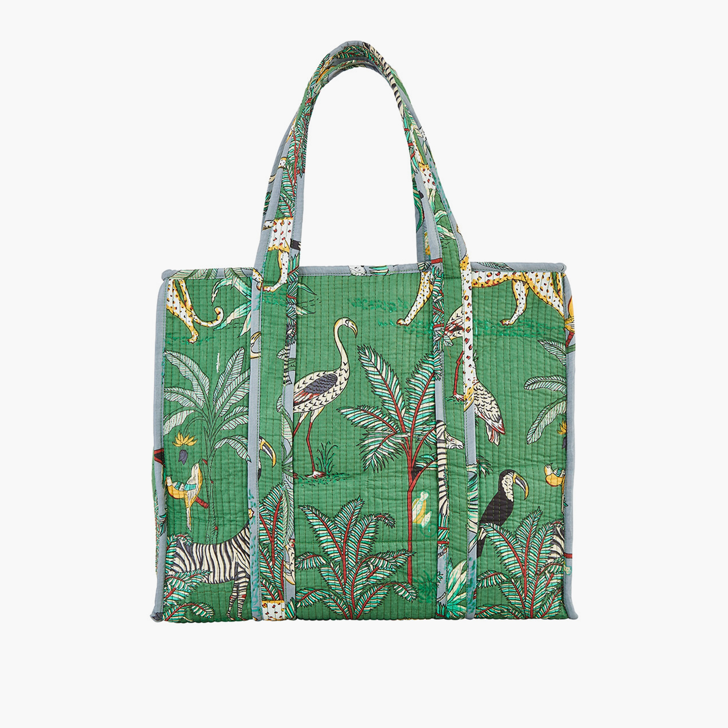 Yumi Green Animal Print Quilted Women's Shoulder Bag with Patch Pocket-women-bagsandwallets-handbags-image-1