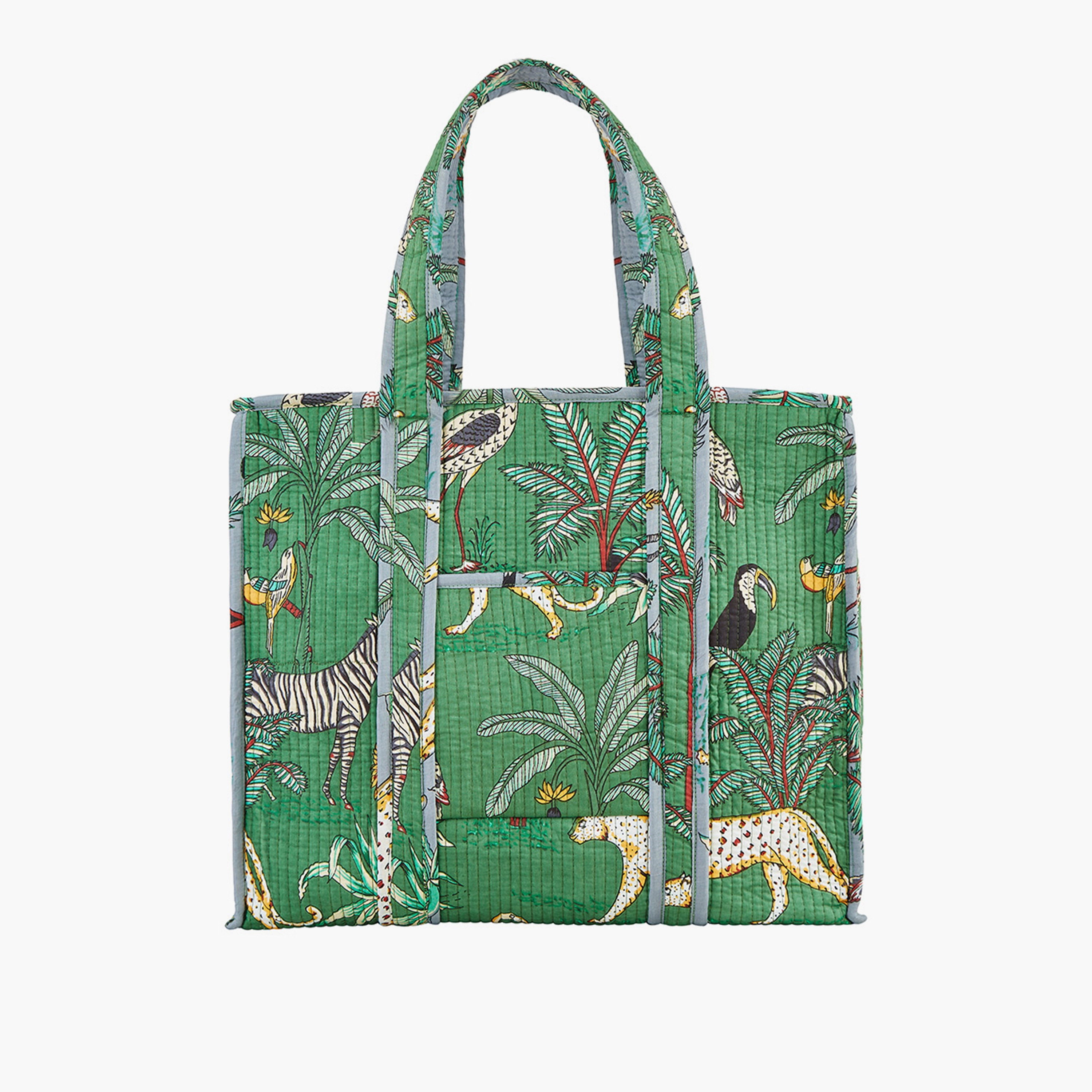 Yumi Green Animal Print Quilted Women's Shoulder Bag with Patch Pocket-women-bagsandwallets-handbags-image-4
