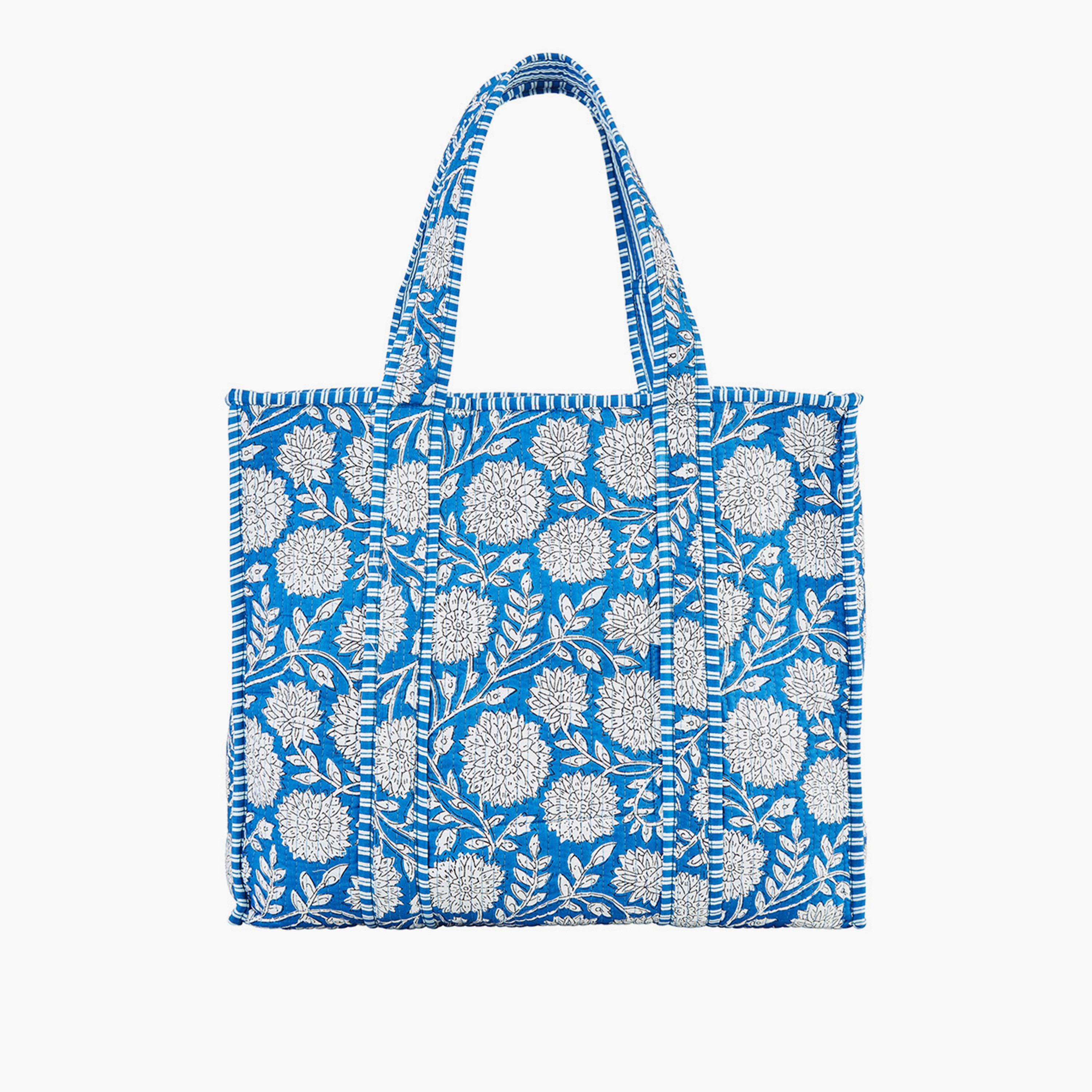 حقيبة كتف نسائية مبطنة بنقشة زهور باللون الأزرق مع جيب جانبي من يامي-women-bagsandwallets-handbags-image-1