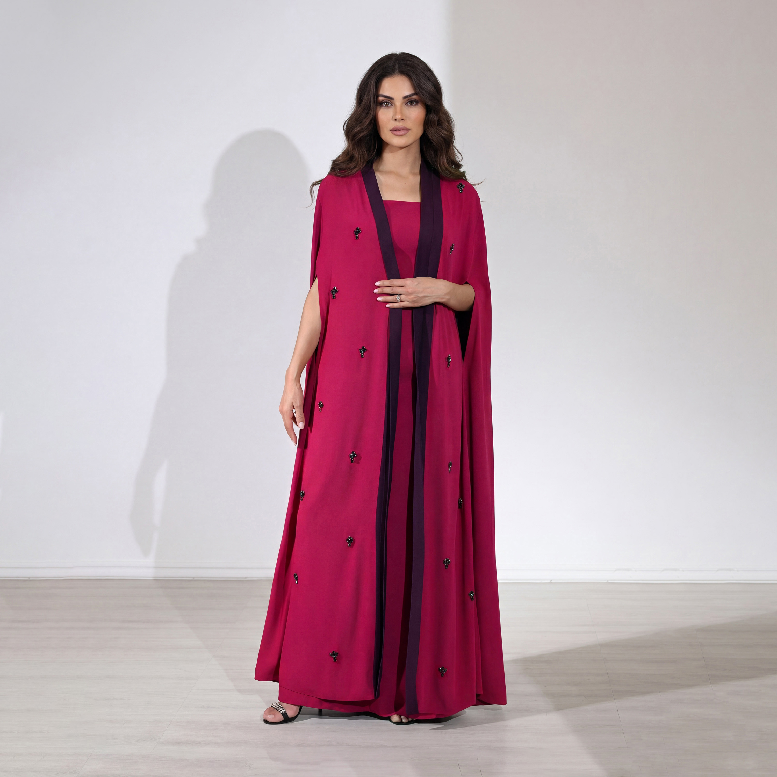 طقم سهرة نسائي مكون من قطعتين من الكريب بتطريز كريستالي وأكمام كاب علوية من أكاديا-women-clothing-dresses-image-17