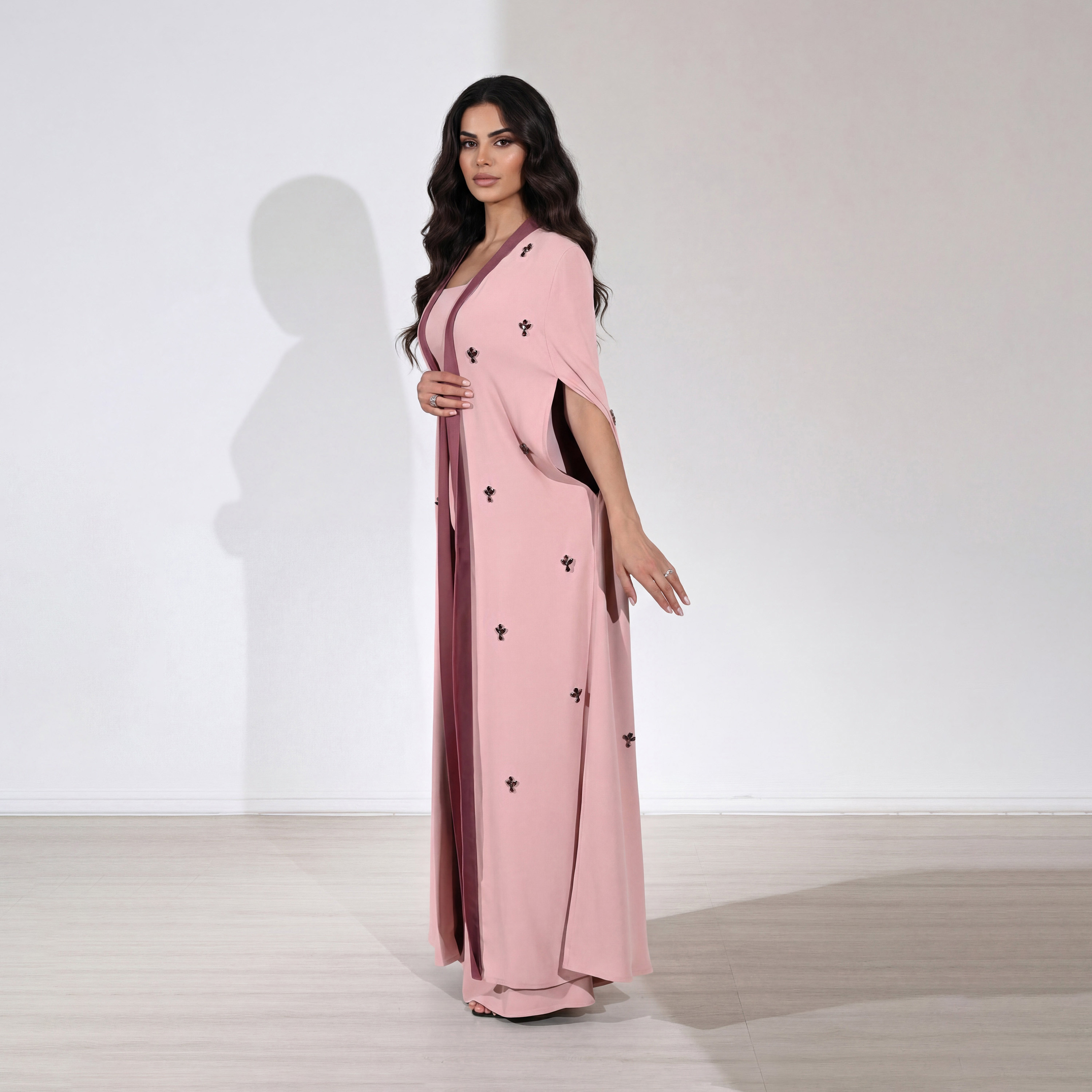 طقم سهرة نسائي مكون من قطعتين من الكريب بتطريز كريستالي وأكمام كاب علوية من أكاديا-women-clothing-dresses-image-6