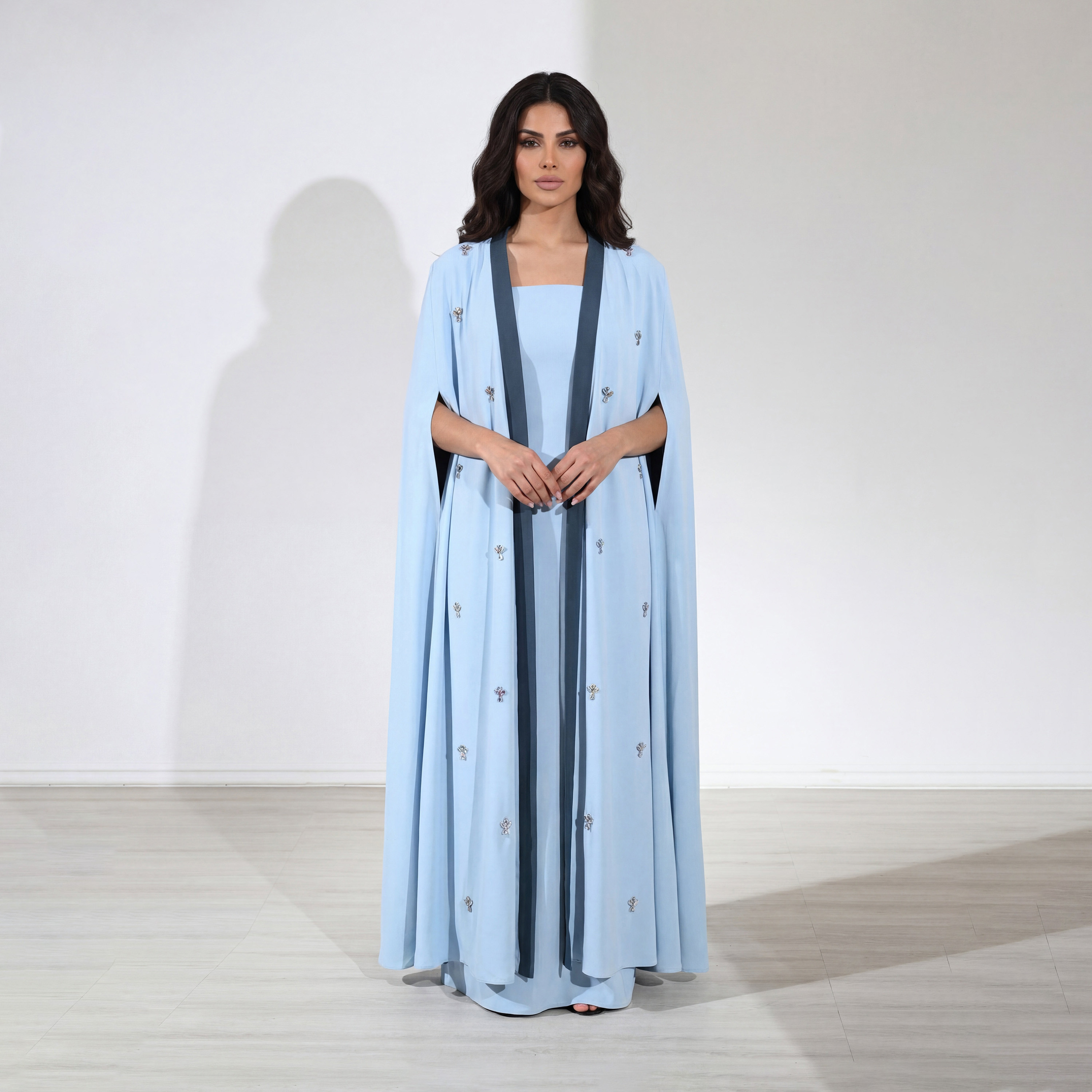 طقم سهرة نسائي مكون من قطعتين من الكريب بتطريز كريستالي وأكمام كاب علوية من أكاديا-women-clothing-dresses-image-11