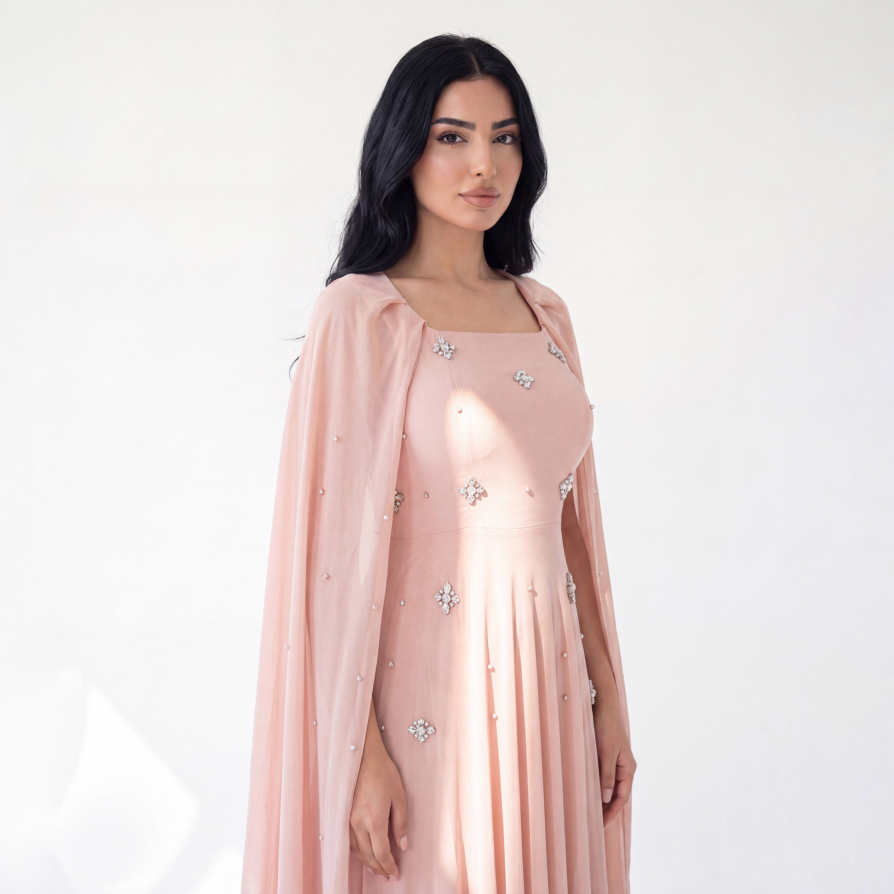 Akadia Crystal Neckline Crepe Cape Women's Evening Maxi Dress-women-clothing-dresses-image-17
