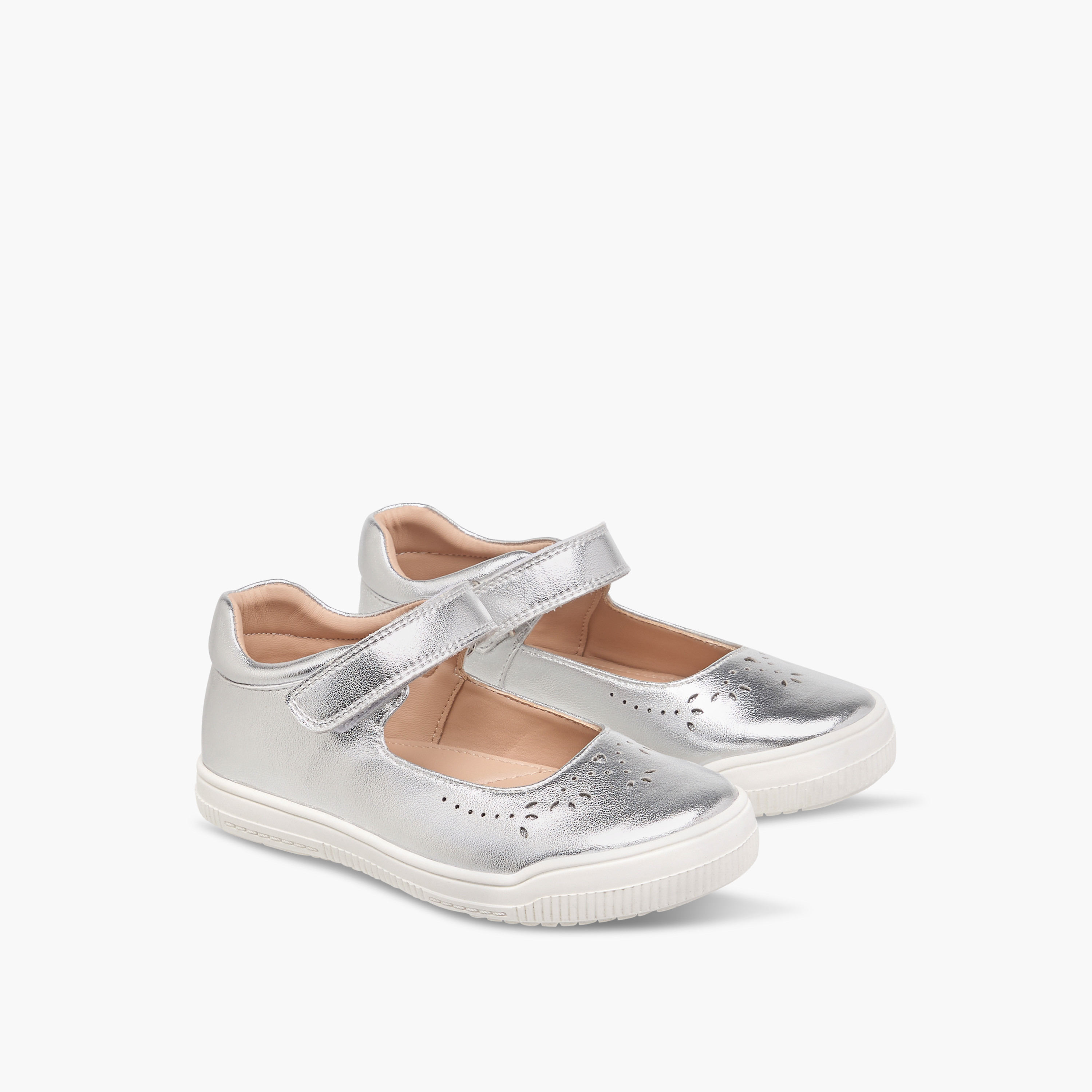Juniors Cutwork Detail Mary Jane Shoes with Hook and Loop Closure-girls-shoes-maryjanes-image-1