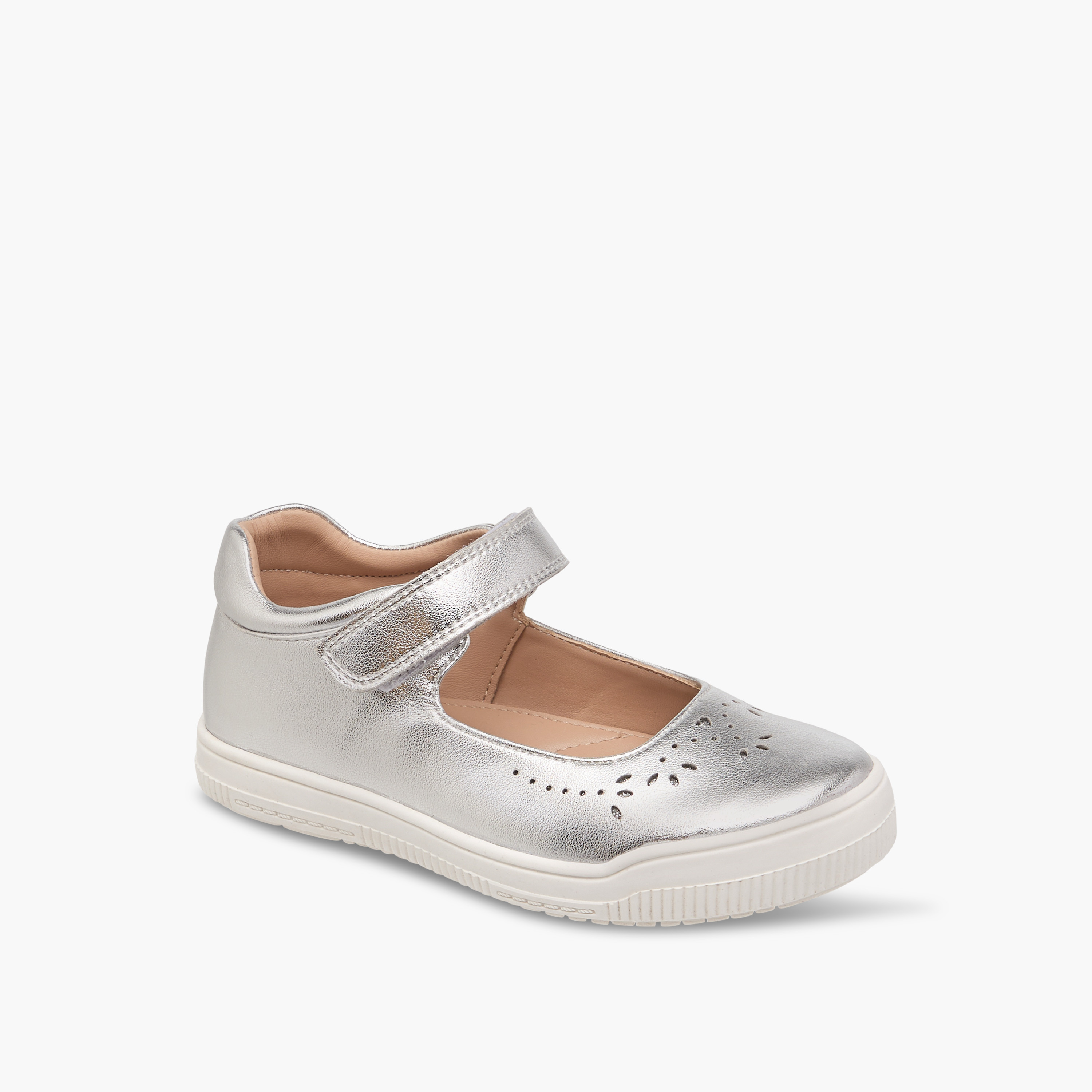 Juniors Cutwork Detail Mary Jane Shoes with Hook and Loop Closure-girls-shoes-maryjanes-image-2