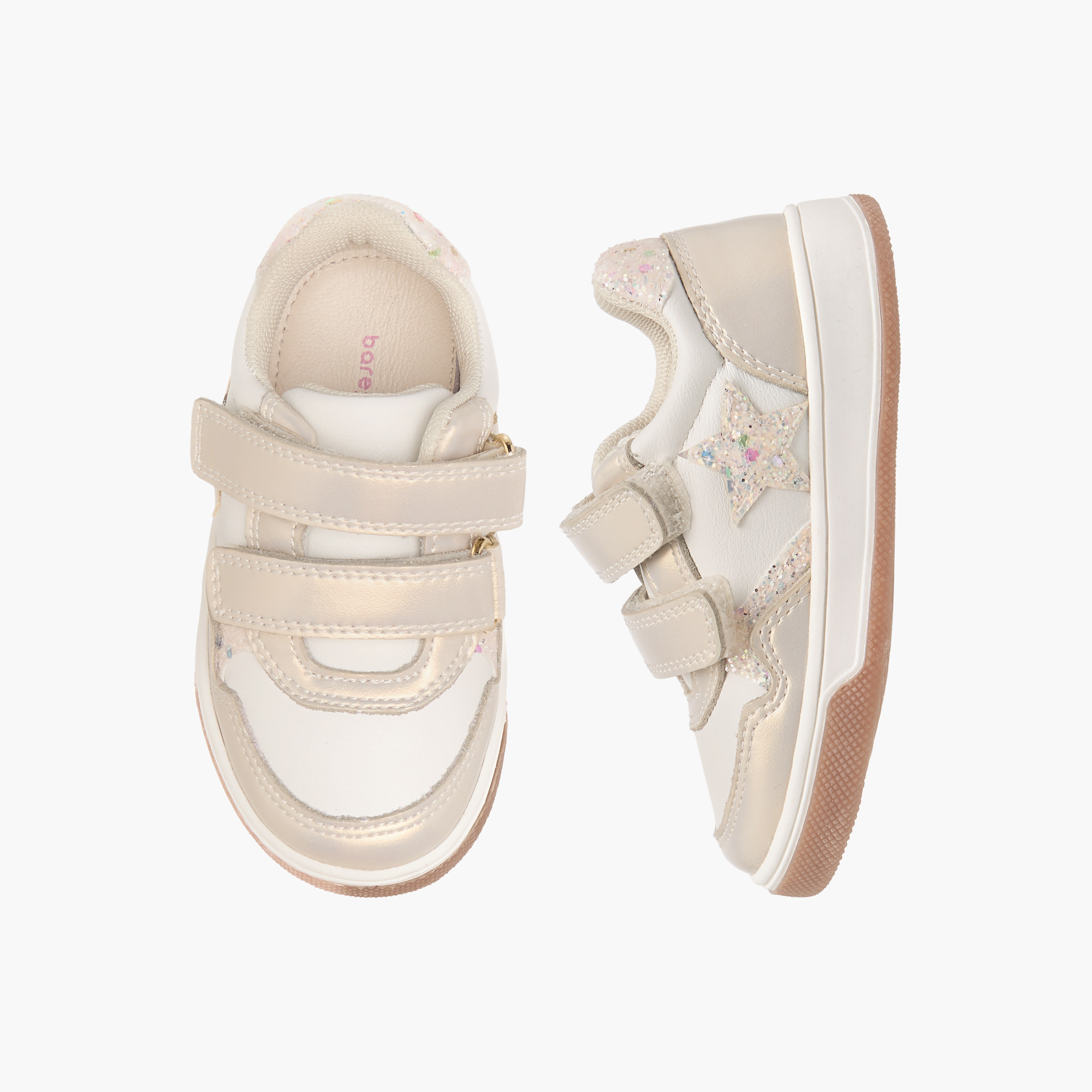 Barefeet Panelled Sneakers with Hook and Loop Closure-girls-shoes-sneakers-image-1