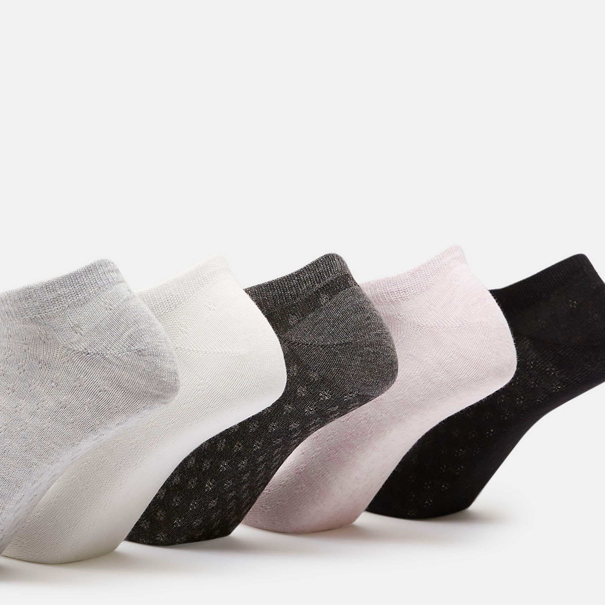 Shoemart Solid Ankle Length Socks - Set of 5-women-socksandstockings-image-2