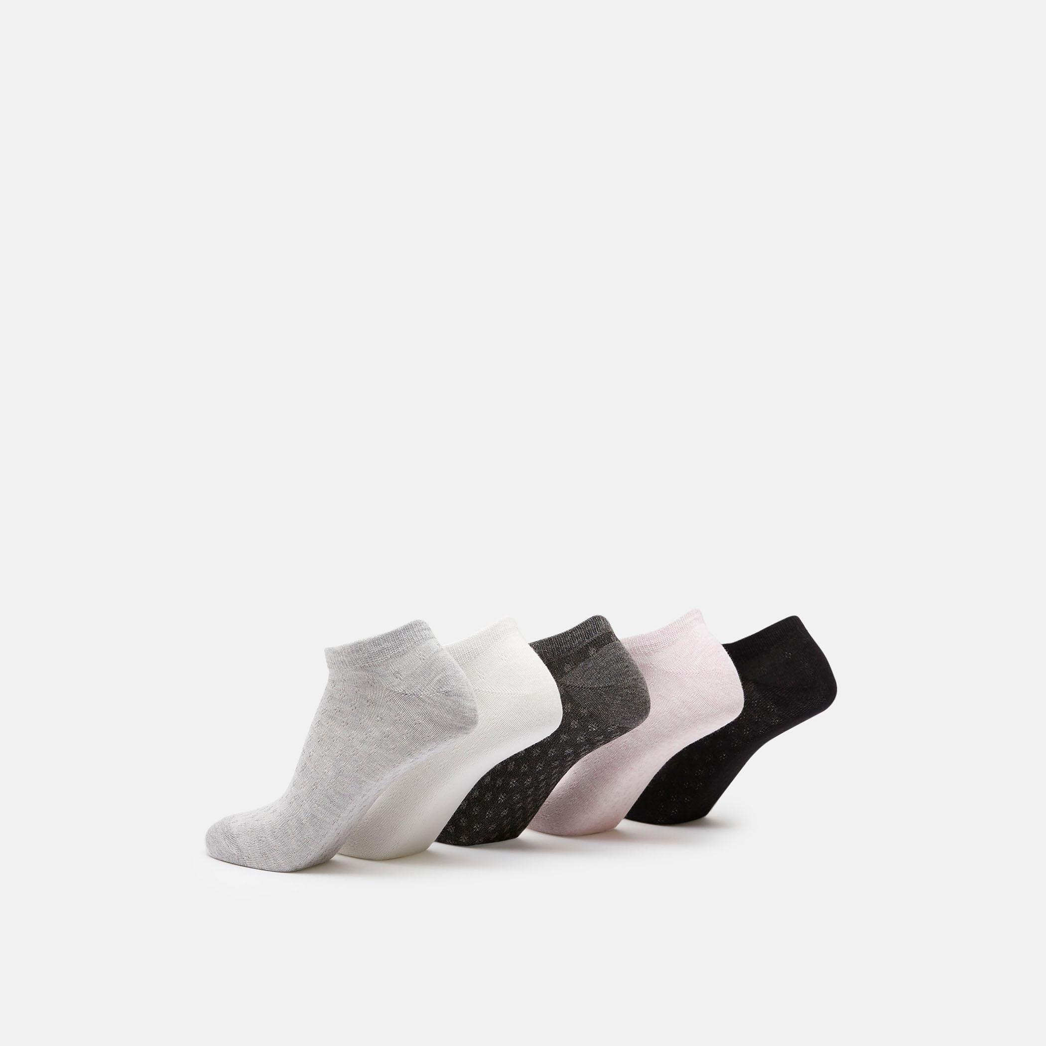Shoemart Solid Ankle Length Socks - Set of 5-women-socksandstockings-image-3