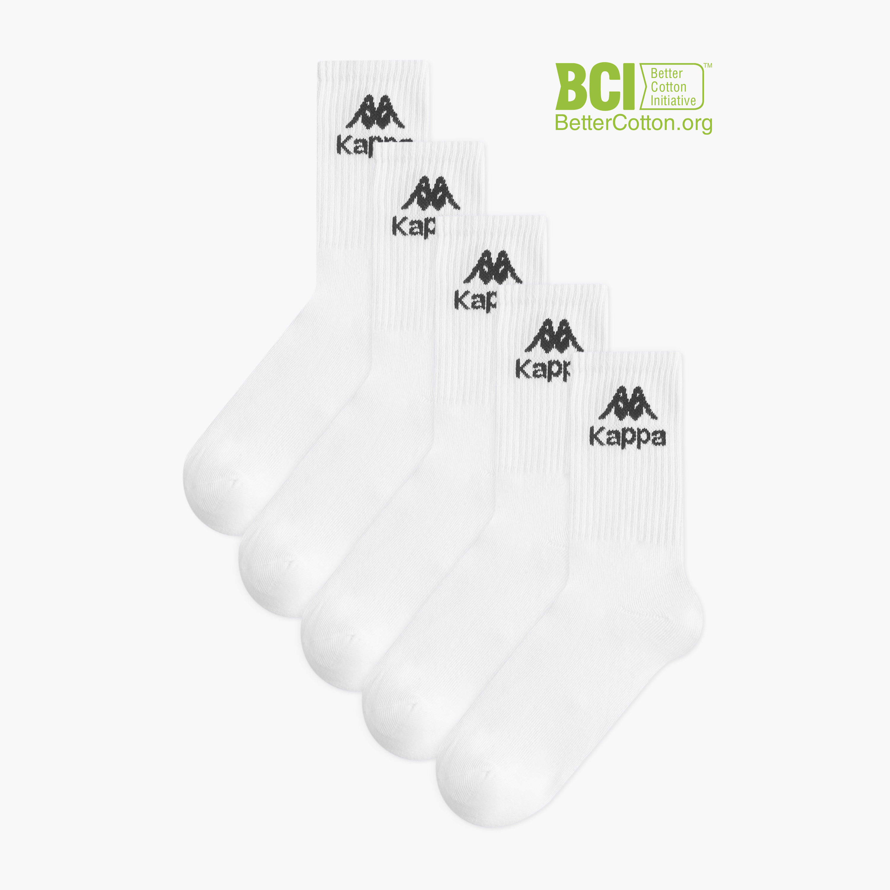 Kappa Logo Detail Non Terry Crew Length Socks - Set of 5-girls-accessories-socks-image-1