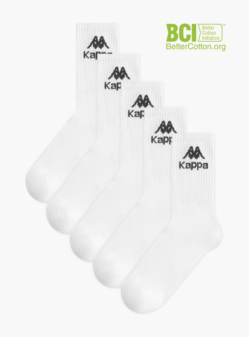 طقم جوارب غير وبريّة 5 أزواج بطول متوسط وتفاصيل الشعار من كابا-girls-accessories-socks-image-1