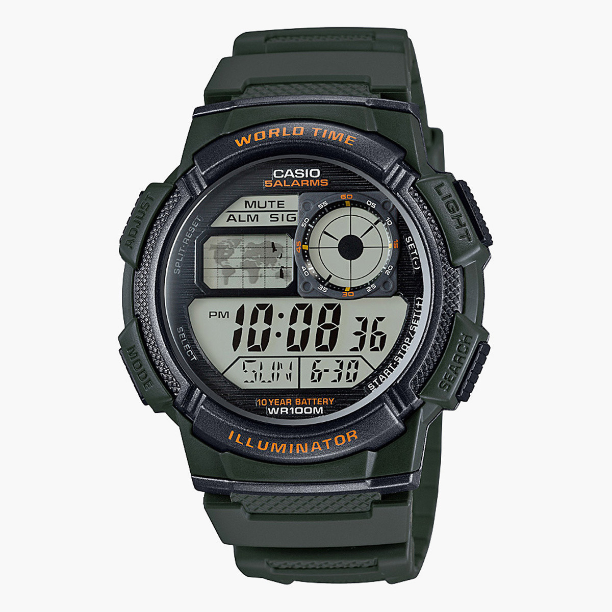 Casio Men's Green Digital Resin Strap Watch AE-1000W-3AVDF-men-watchesandjewellery-watches-image-1