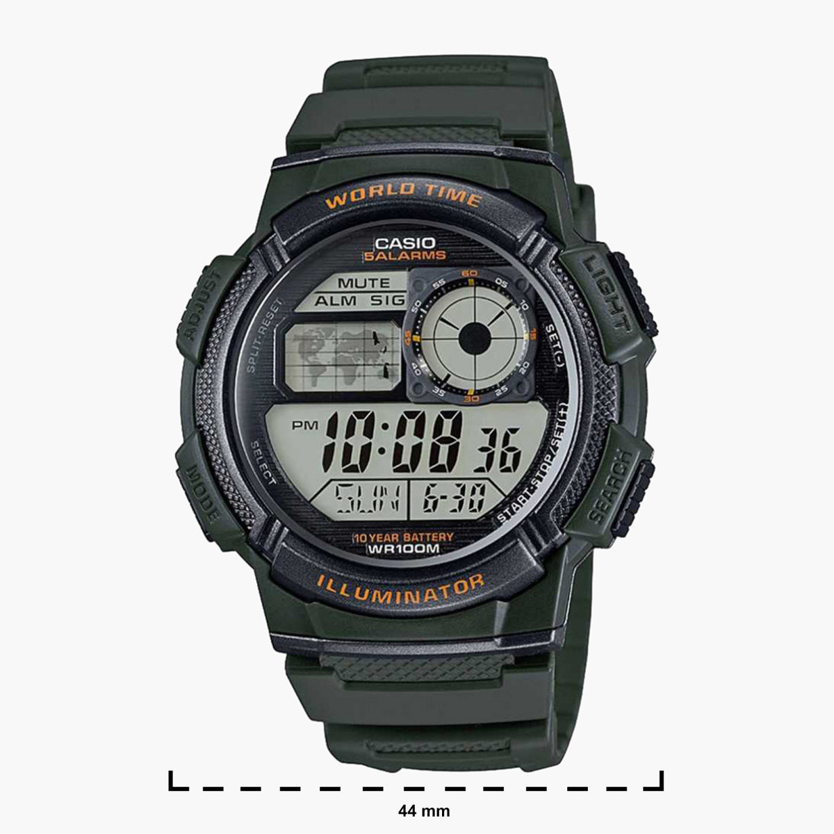 ساعة يد رقمية بسوار راتنج أخضر للرجال من كاسيو- AE-1000W-3AVDF-men-watchesandjewellery-watches-image-2