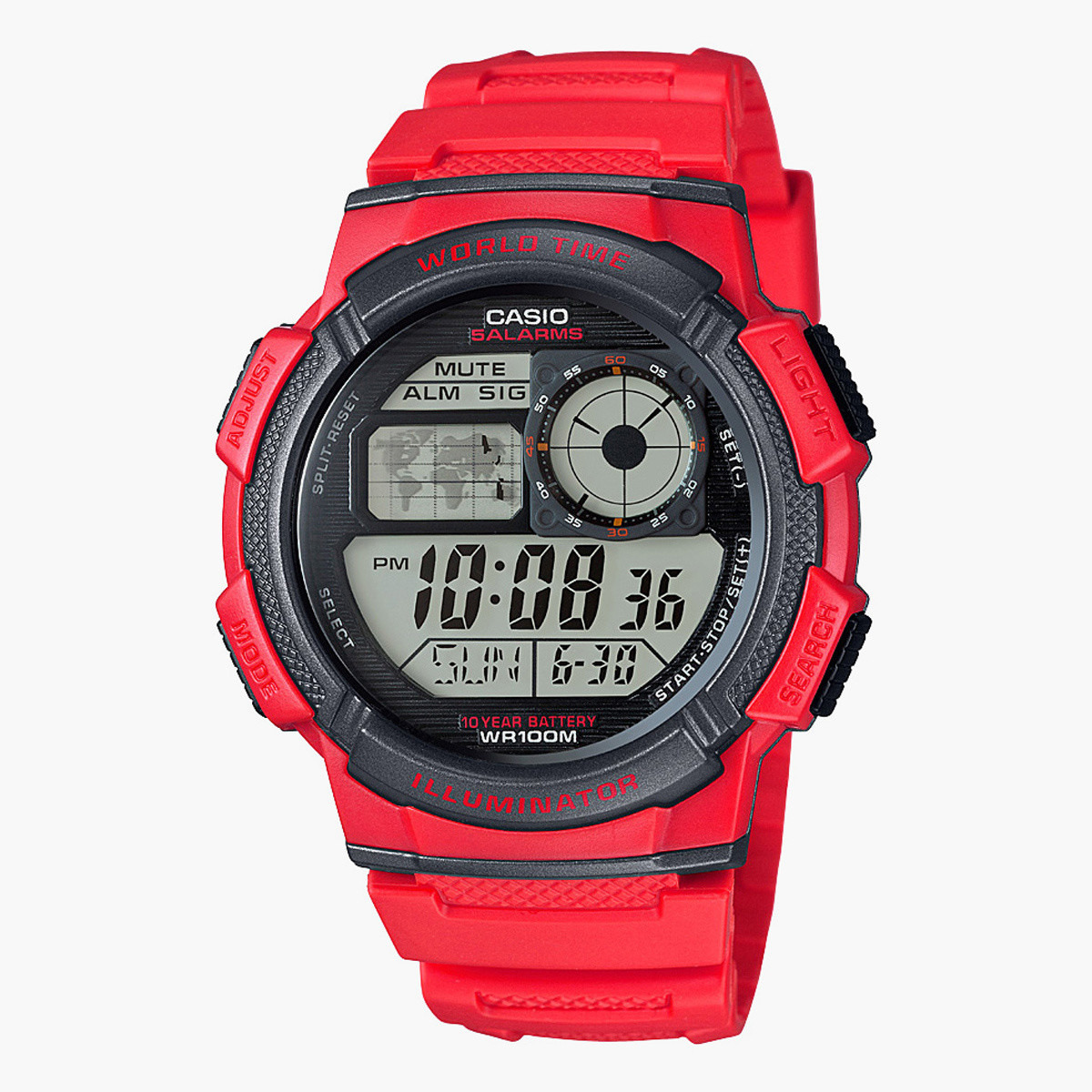 ساعة يد رقمية بسوار راتنج أحمر للرجال من كاسيو- AE-1000W-4AVDF-men-watchesandjewellery-watches-image-1