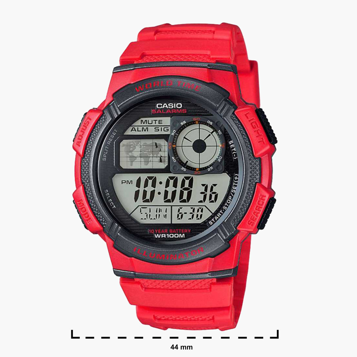 ساعة يد رقمية بسوار راتنج أحمر للرجال من كاسيو- AE-1000W-4AVDF-men-watchesandjewellery-watches-image-2
