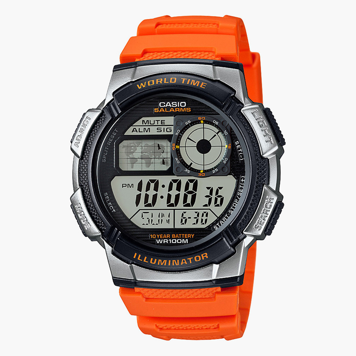 Casio Men's Orange Digital Resin Strap Watch AE-1000W-4BVDF | 44 MM-men-watchesandjewellery-watches-image-1