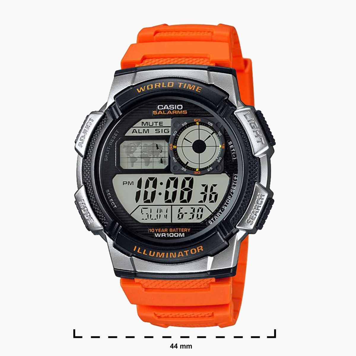 Casio Men's Orange Digital Resin Strap Watch AE-1000W-4BVDF | 44 MM-men-watchesandjewellery-watches-image-2