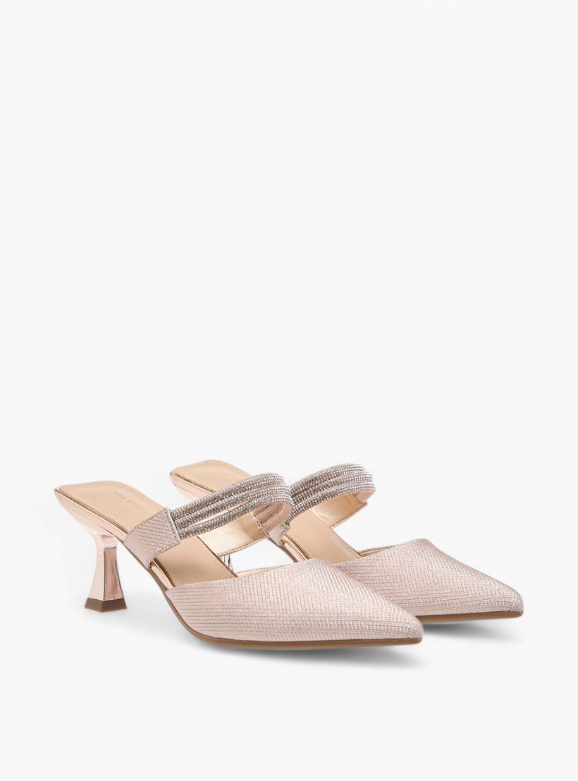 Flora Bella Embellished Pointed Toe Mules with Flared Heels-women-shoes-heels-image-1