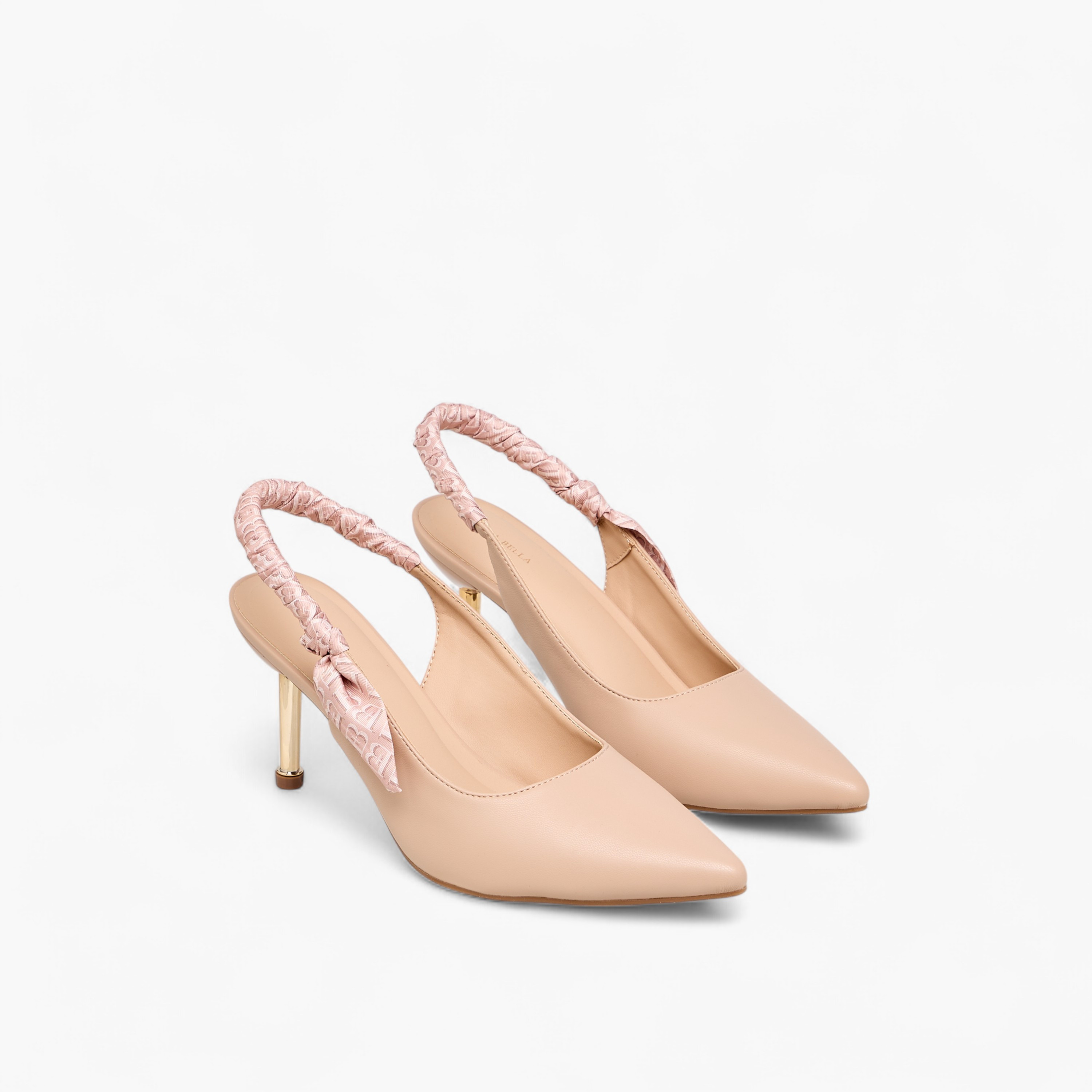 Flora Bella Ruched Detail Slingback Shoes with Stiletto Heels-women-shoes-heels-image-1