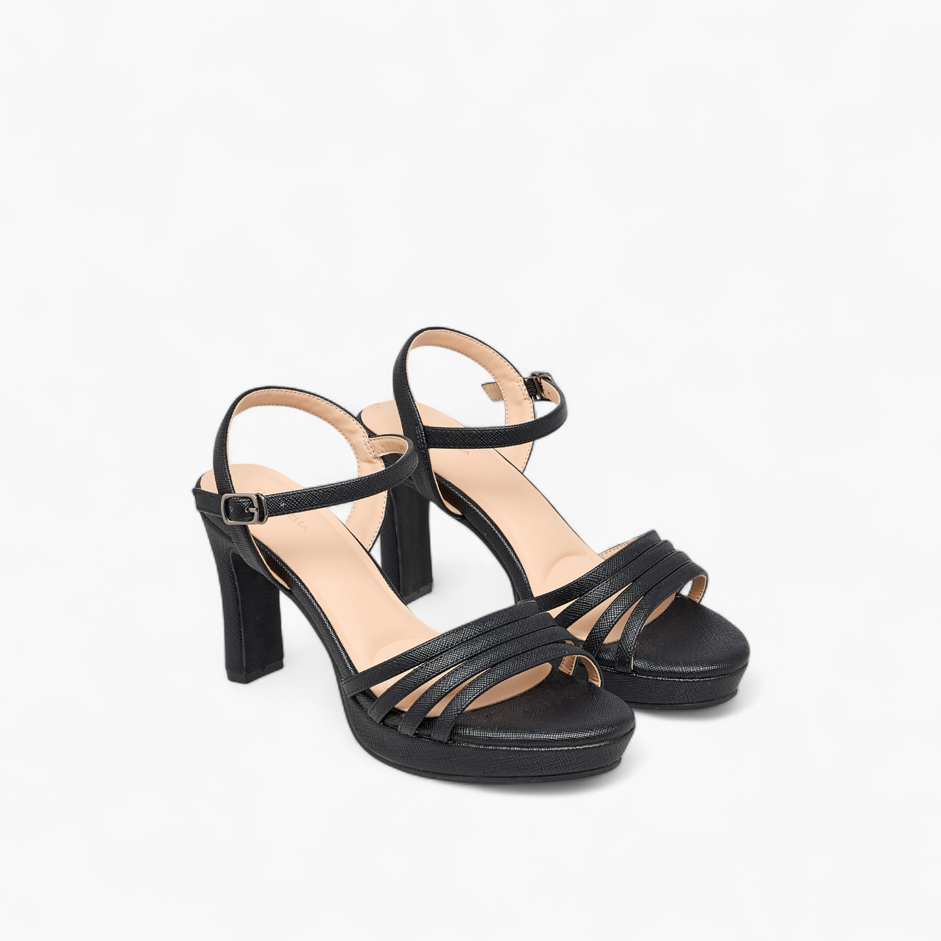 Flora Bella Textured Block Heel Sandals with Buckle Closure-women-shoes-sandals-heeled-image-1