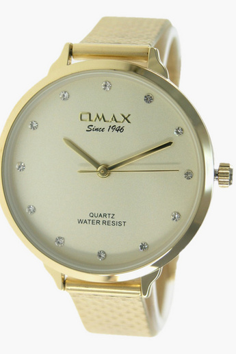 ساعة يد تناظرية ذهبيّة بسوار ميتاليك للنساء من أوماكس FMB030Q001