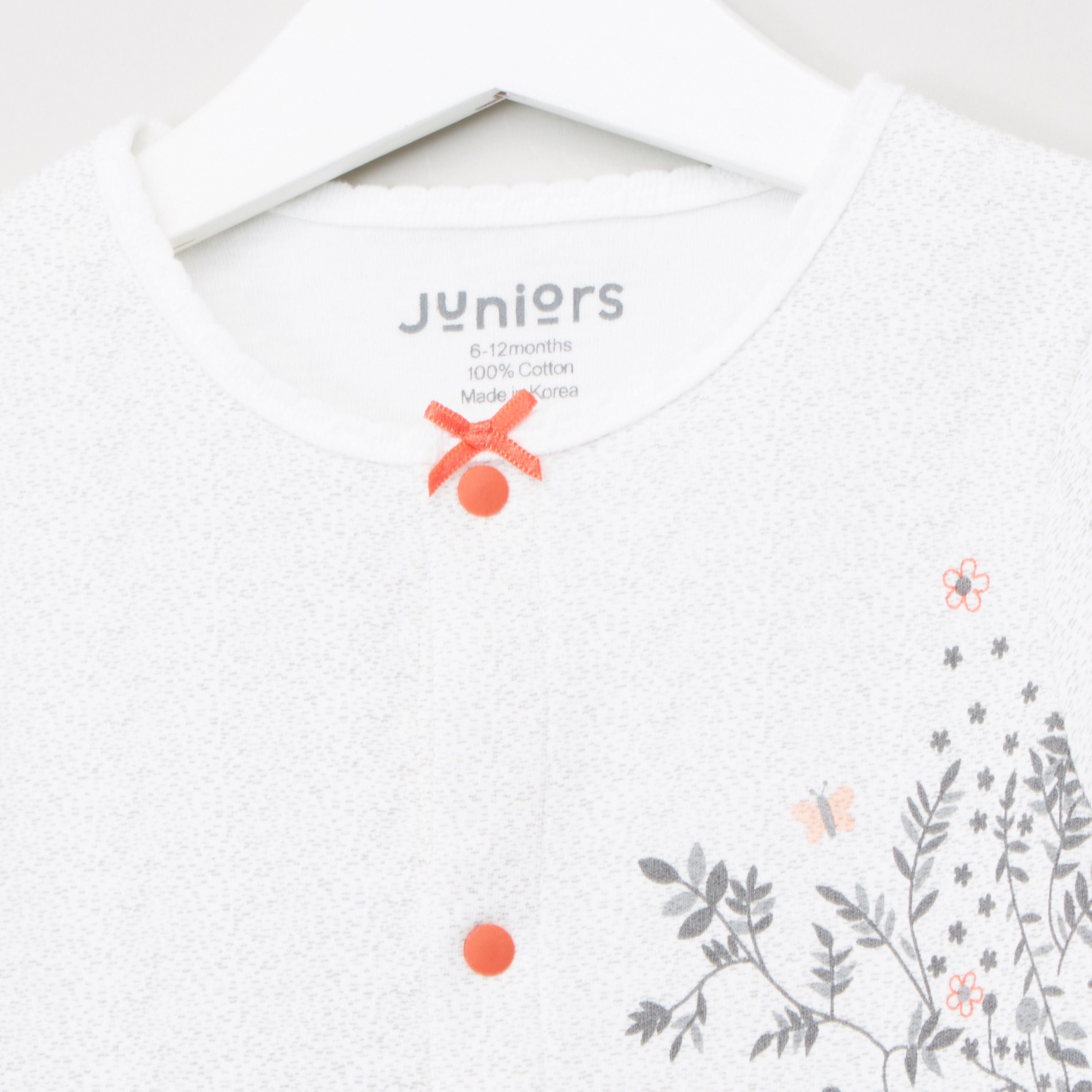 Juniors Textured Sleepsuit with Bow Applique Detail-baby-girls-clothing-nightwear-sleepsuits-image-2