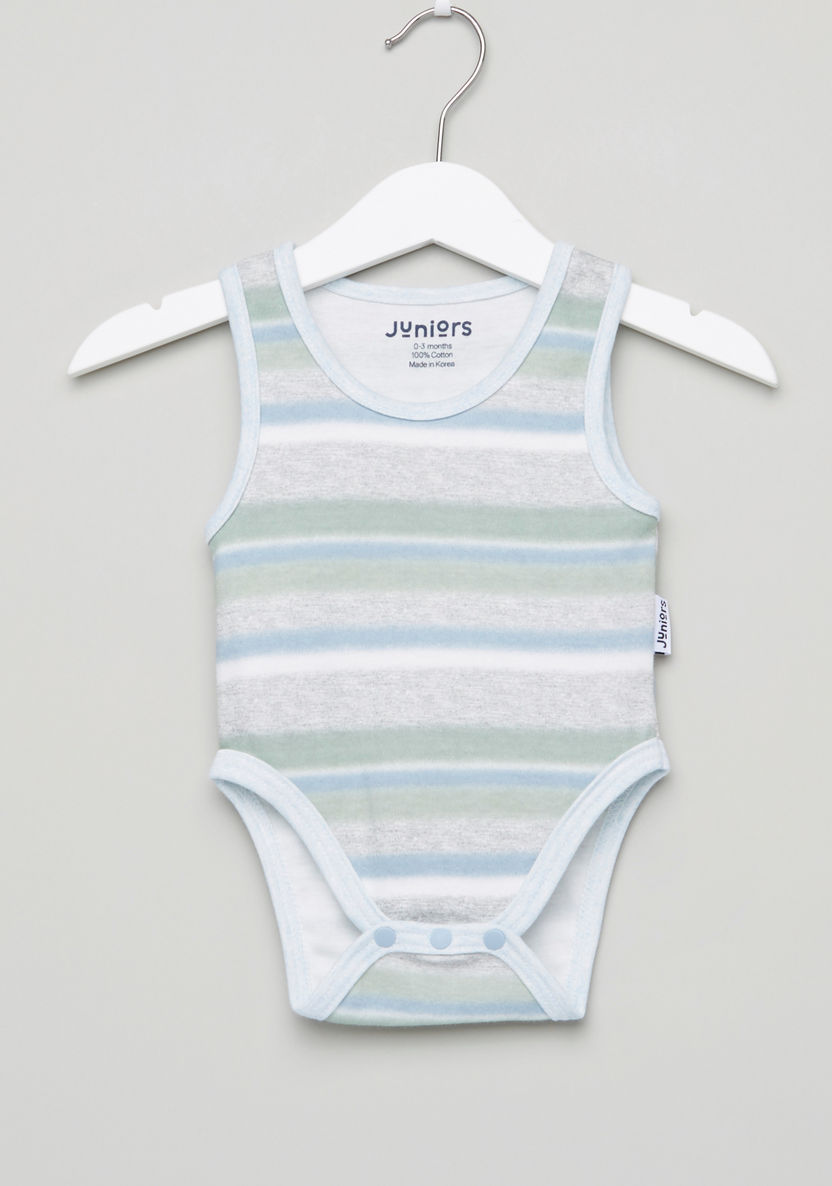 Juniors Striped Sleeveless Bodysuit-Bodysuits-image-0
