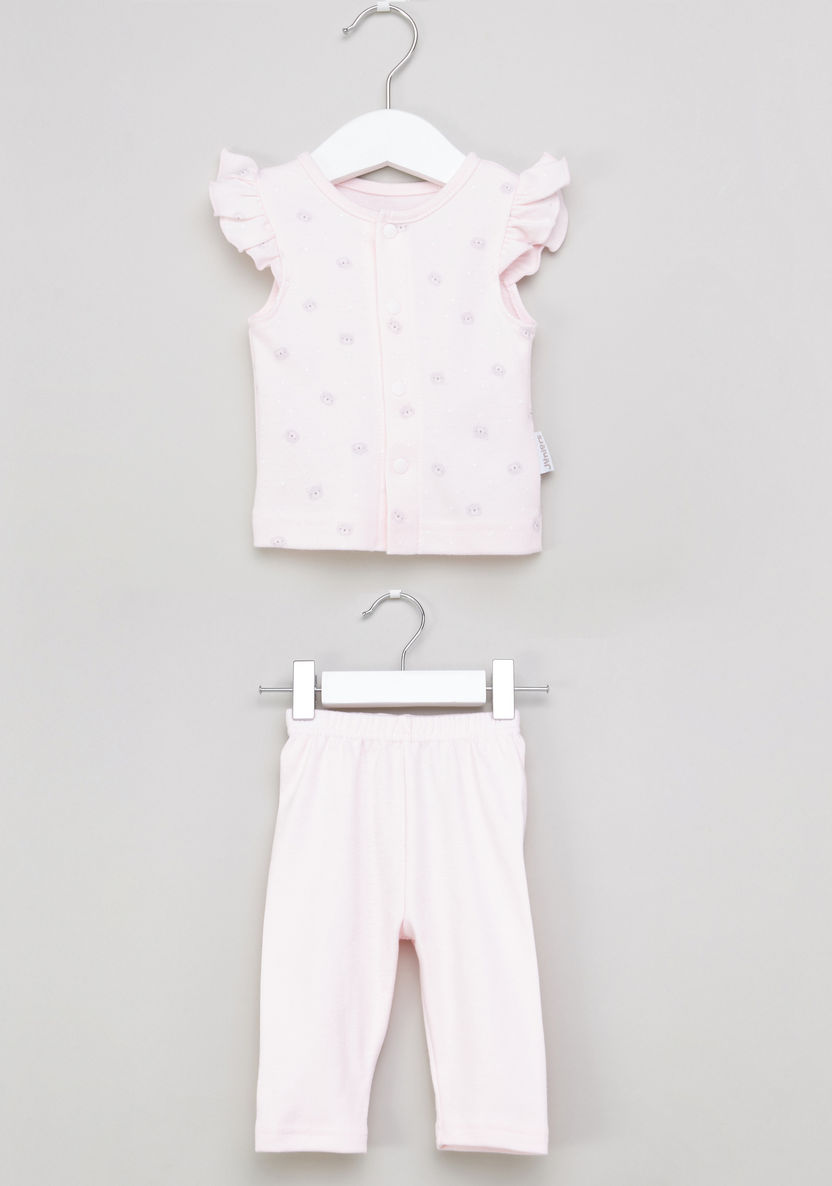 Juniors Printed Ruffle Detail Shirt and Pyjama Set-Pyjama Sets-image-0