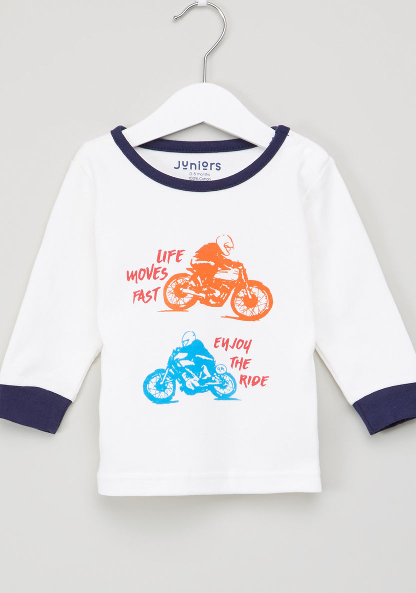 Juniors Printed Round Neck Sweatshirt with Full Length Jog Pants-Pyjama Sets-image-1