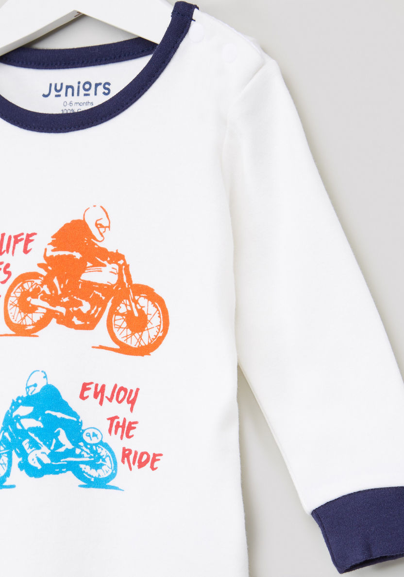 Juniors Printed Round Neck Sweatshirt with Full Length Jog Pants-Pyjama Sets-image-2