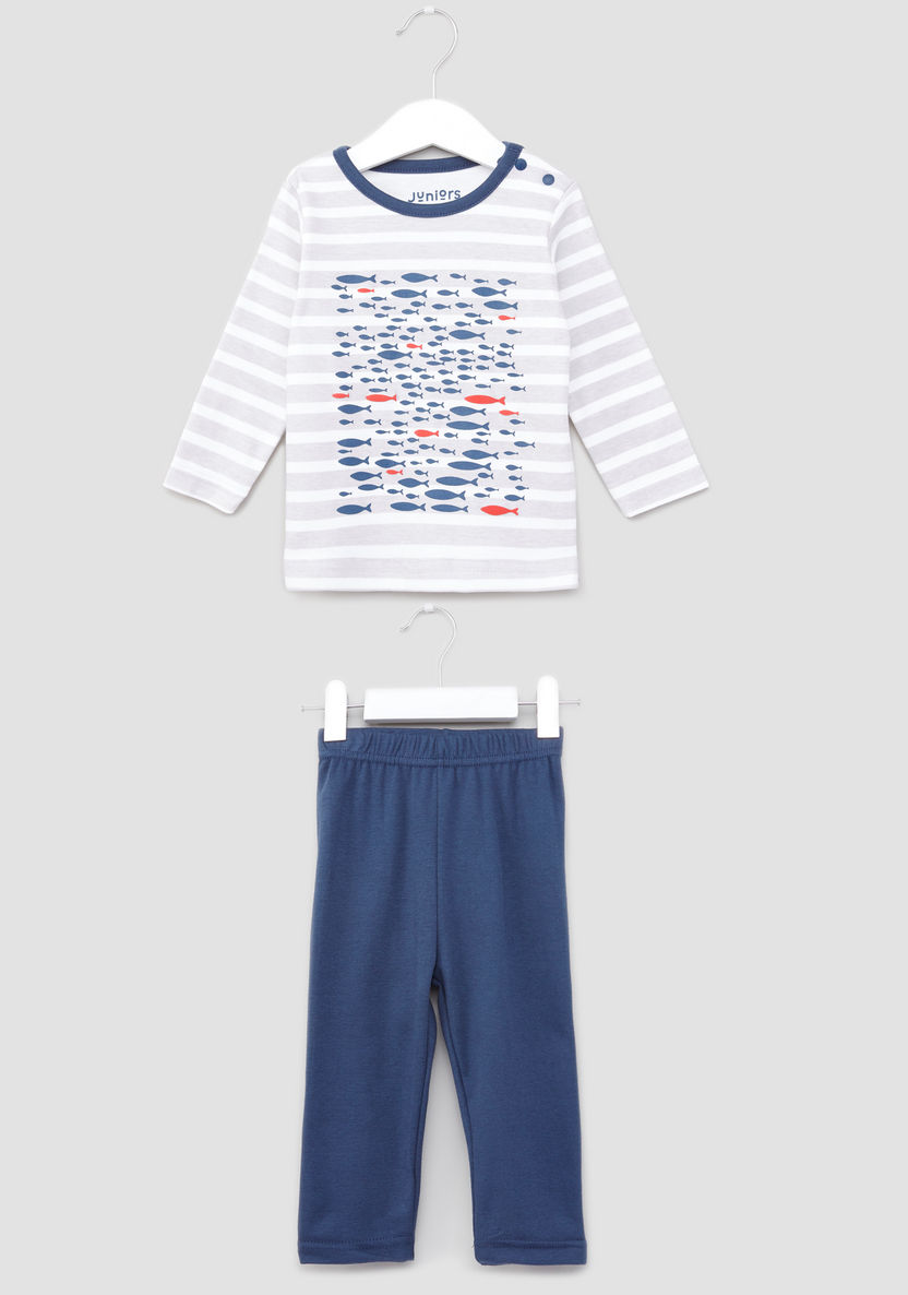 Juniors Printed T-shirt and Pyjama Set-Pyjama Sets-image-0