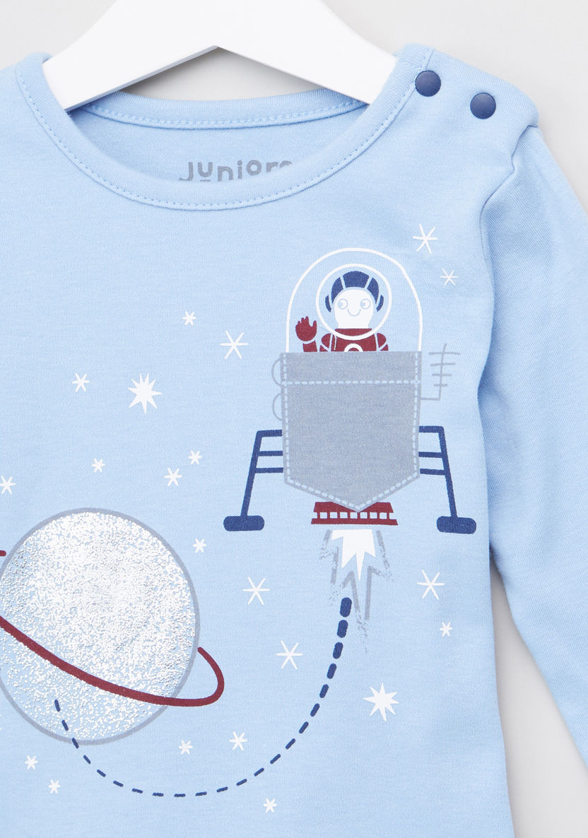 Juniors Printed Long Sleeves T-Shirt and Pyjama Set-Pyjama Sets-image-2
