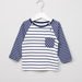 Juniors Striped Raglan Sleeves T-Shirt and Pyjama Set-Pyjama Sets-thumbnail-1
