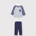 Juniors Striped Raglan Sleeves T-Shirt and Pyjama Set-Pyjama Sets-thumbnail-0