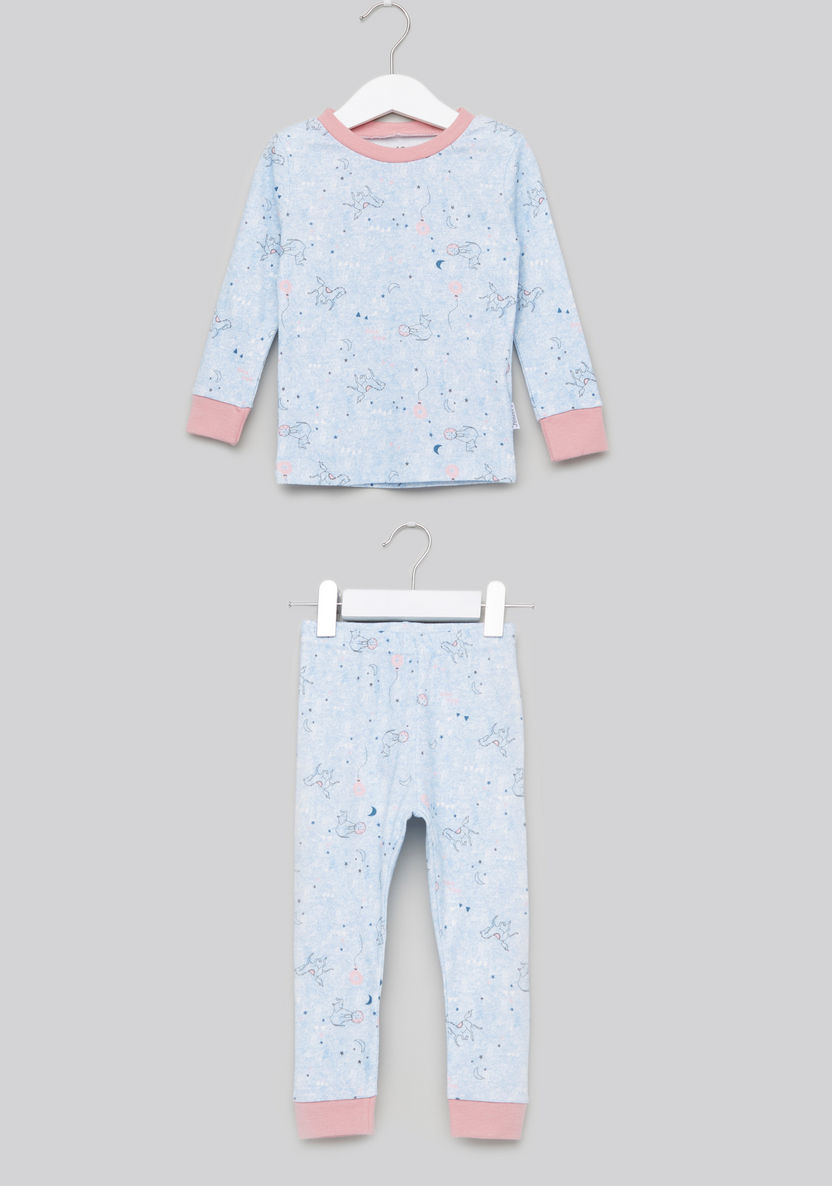 Juniors Printed Long Sleeves T-shirt with Jog Pants-Pyjama Sets-image-0