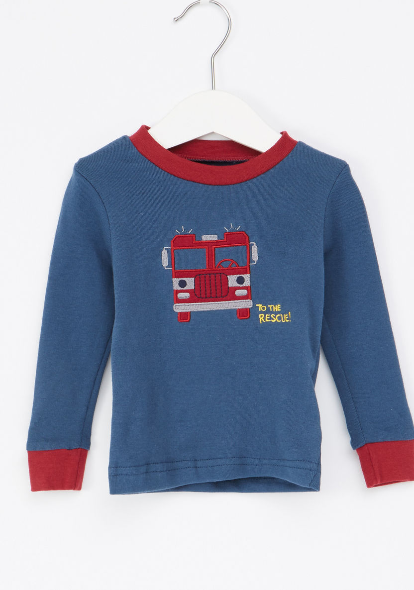 Juniors Embroidered Sweatshirt with Full Length Jog Pants-Pyjama Sets-image-1