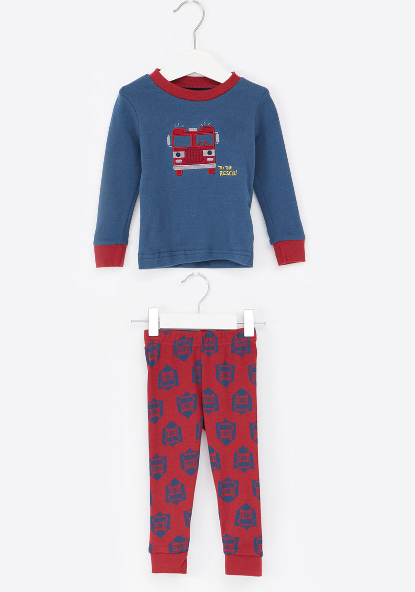 Juniors Embroidered Sweatshirt with Full Length Jog Pants-Pyjama Sets-image-0