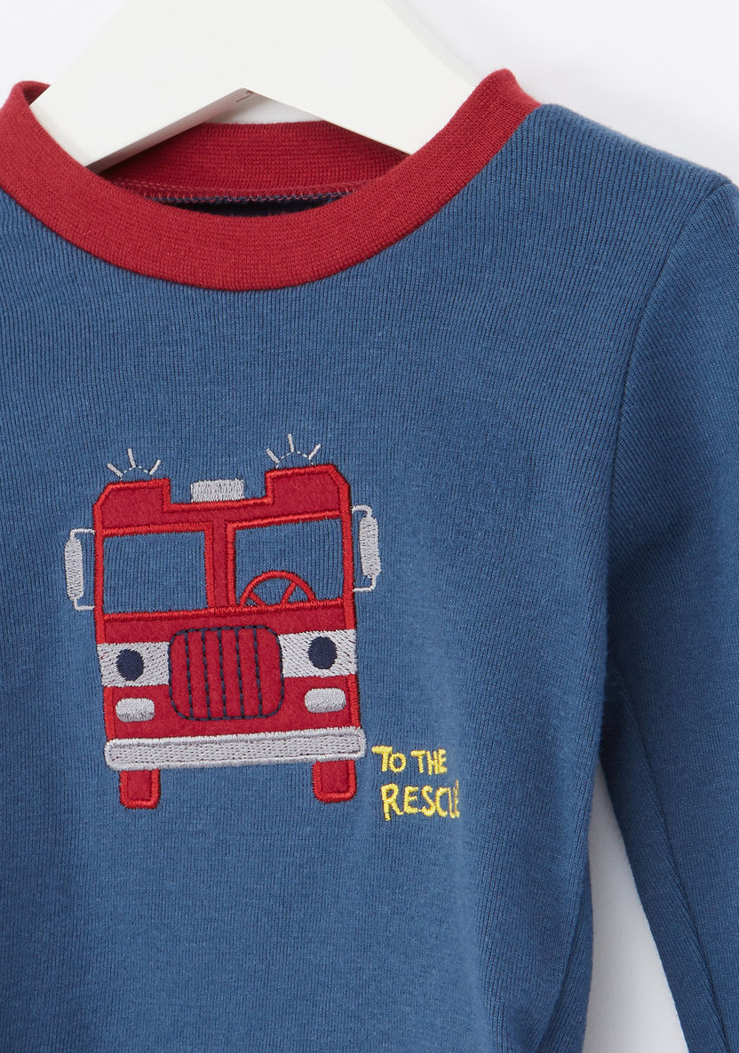 Juniors Embroidered Sweatshirt with Full Length Jog Pants-Pyjama Sets-image-2