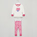Juniors Heart Embroidered T-shirt with Printed Jog Pants-Pyjama Sets-thumbnail-0