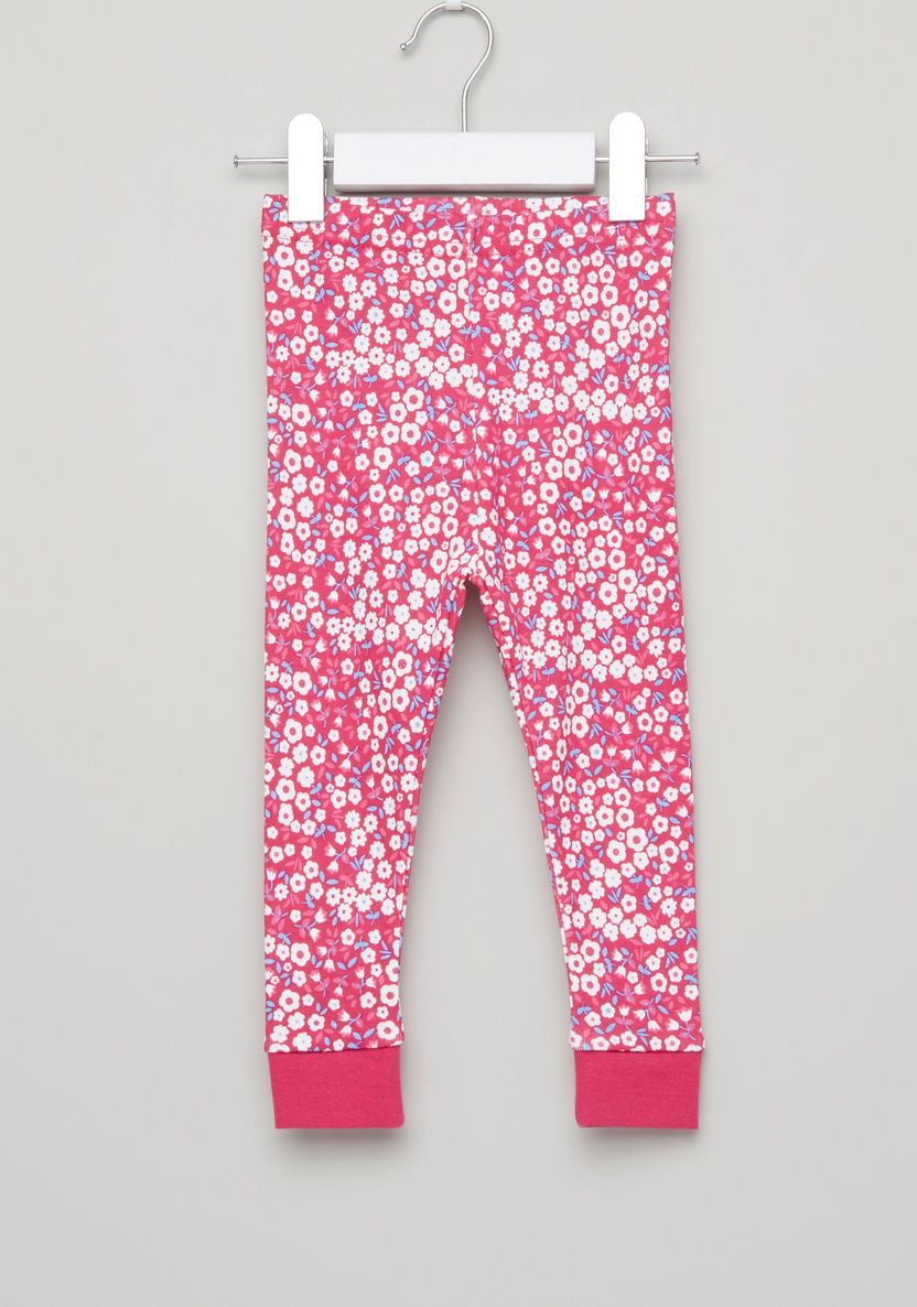 Juniors Heart Embroidered T-shirt with Printed Jog Pants-Pyjama Sets-image-3