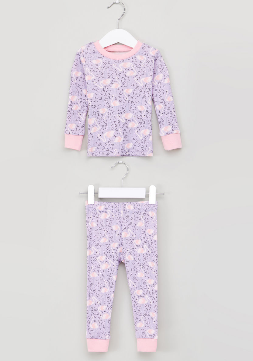 Juniors Printed Long Sleeves T-Shirt with Jog Pants-Pyjama Sets-image-0