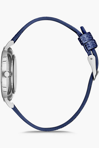 ساعة يد تناظرية زرقاء بسوار جلد للنساء من أوماكس GT006P44I