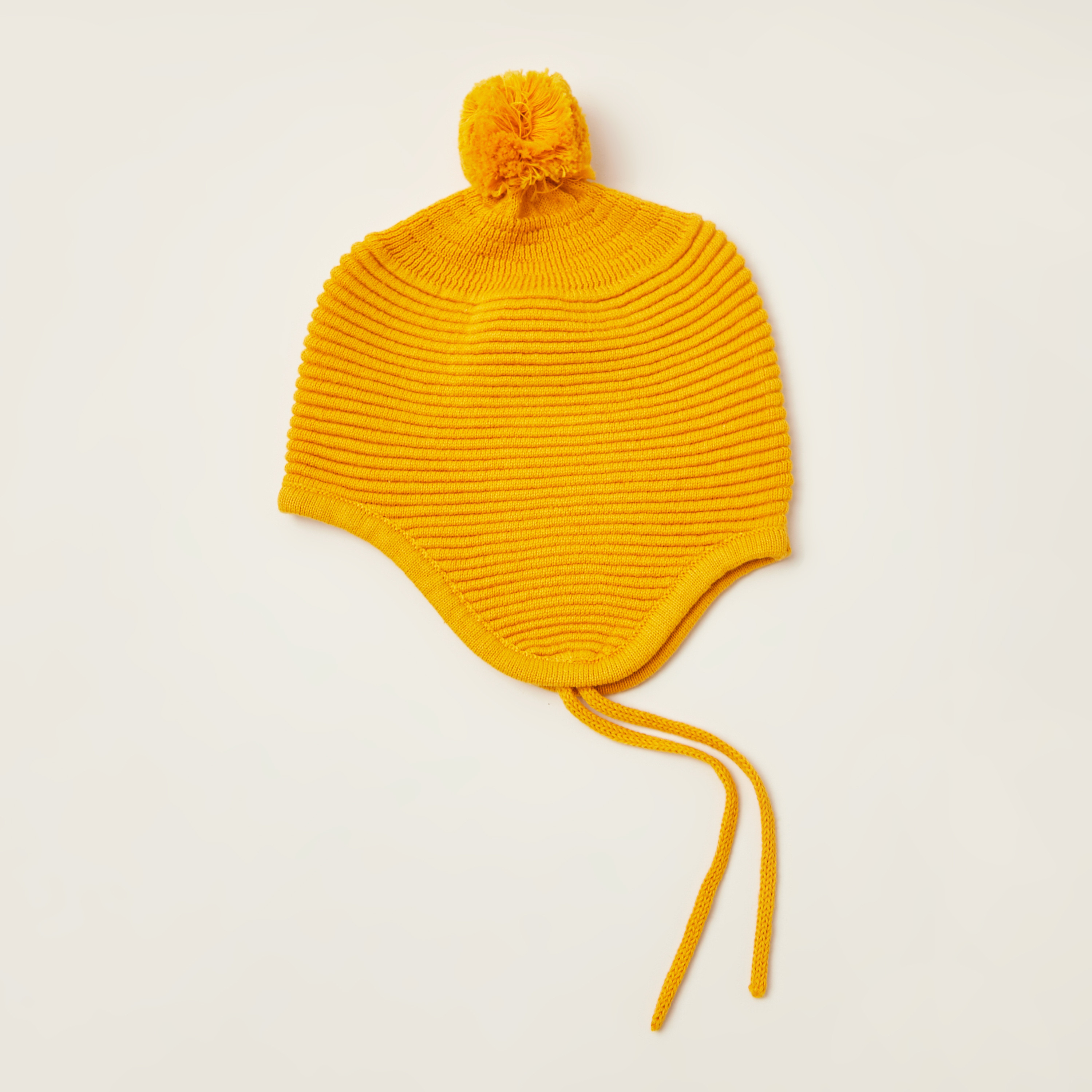 Juniors Textured Cap with Pom-Pom Detail and Tie-Ups-baby-boys-accessories-caps-image-4