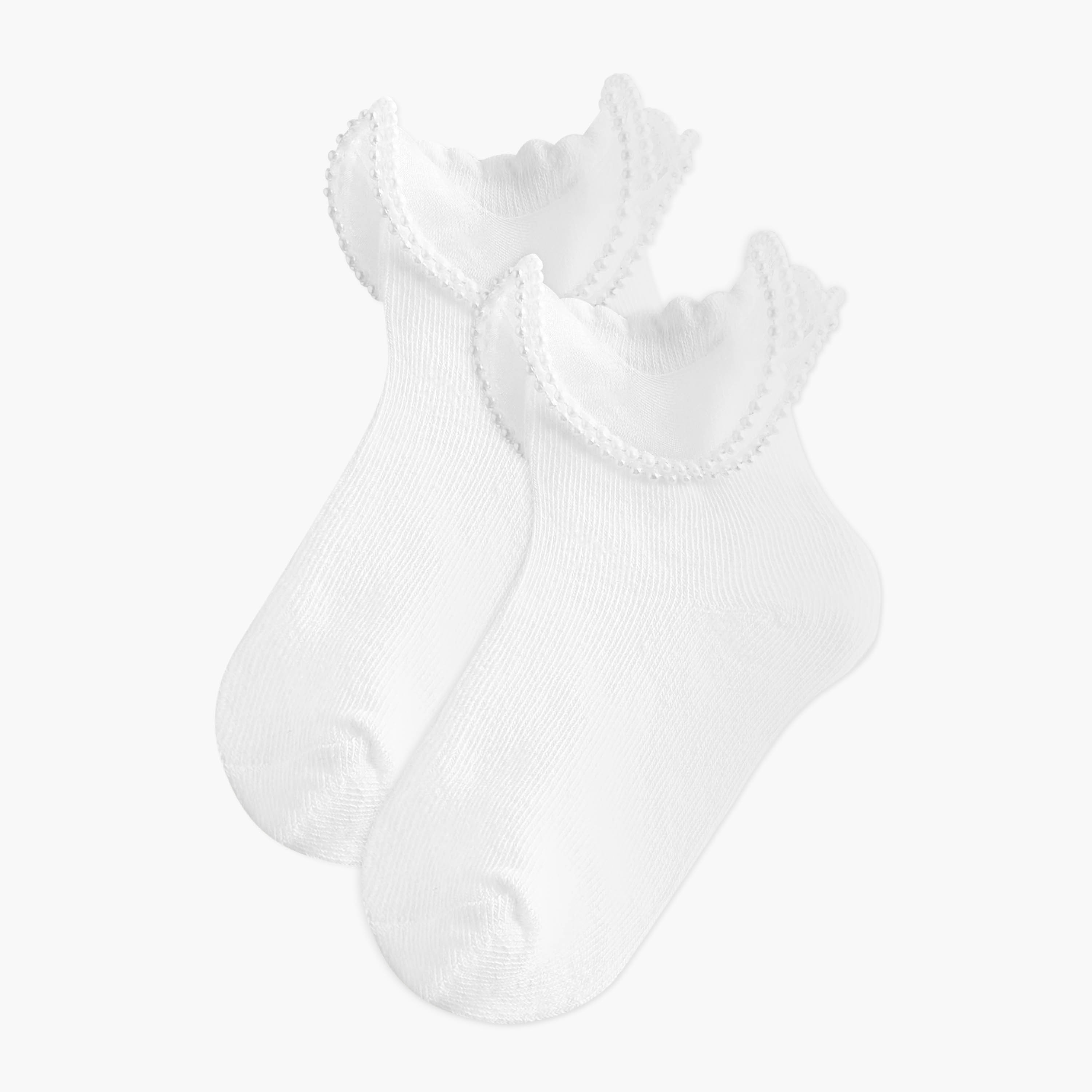 Pack of 2 Celeste Girls Socks with Pearl Frill Detail-girls-accessories-socks-image-1